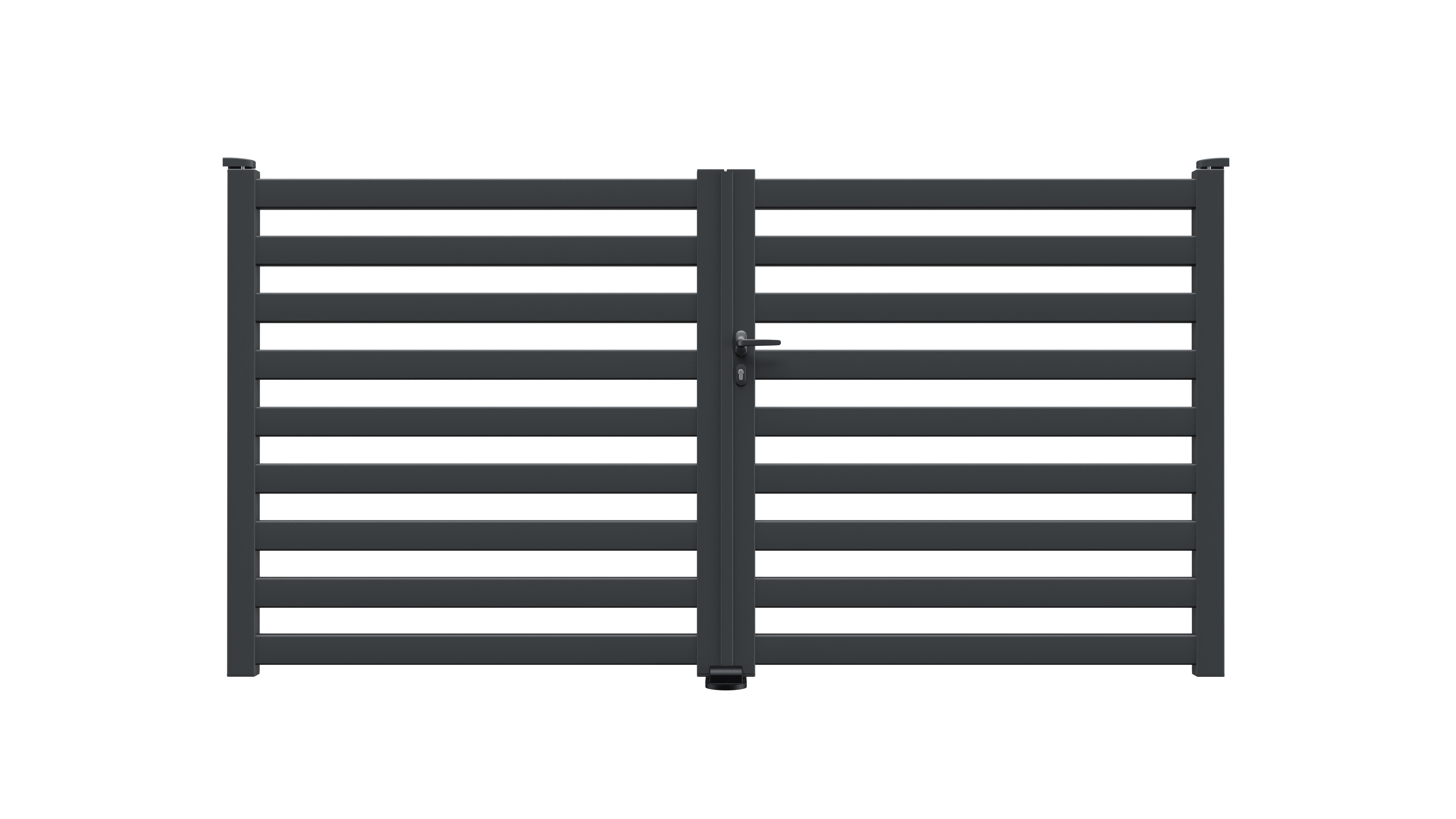 Puerta batiente de aluminio gris cl20-e60 300x150 cm