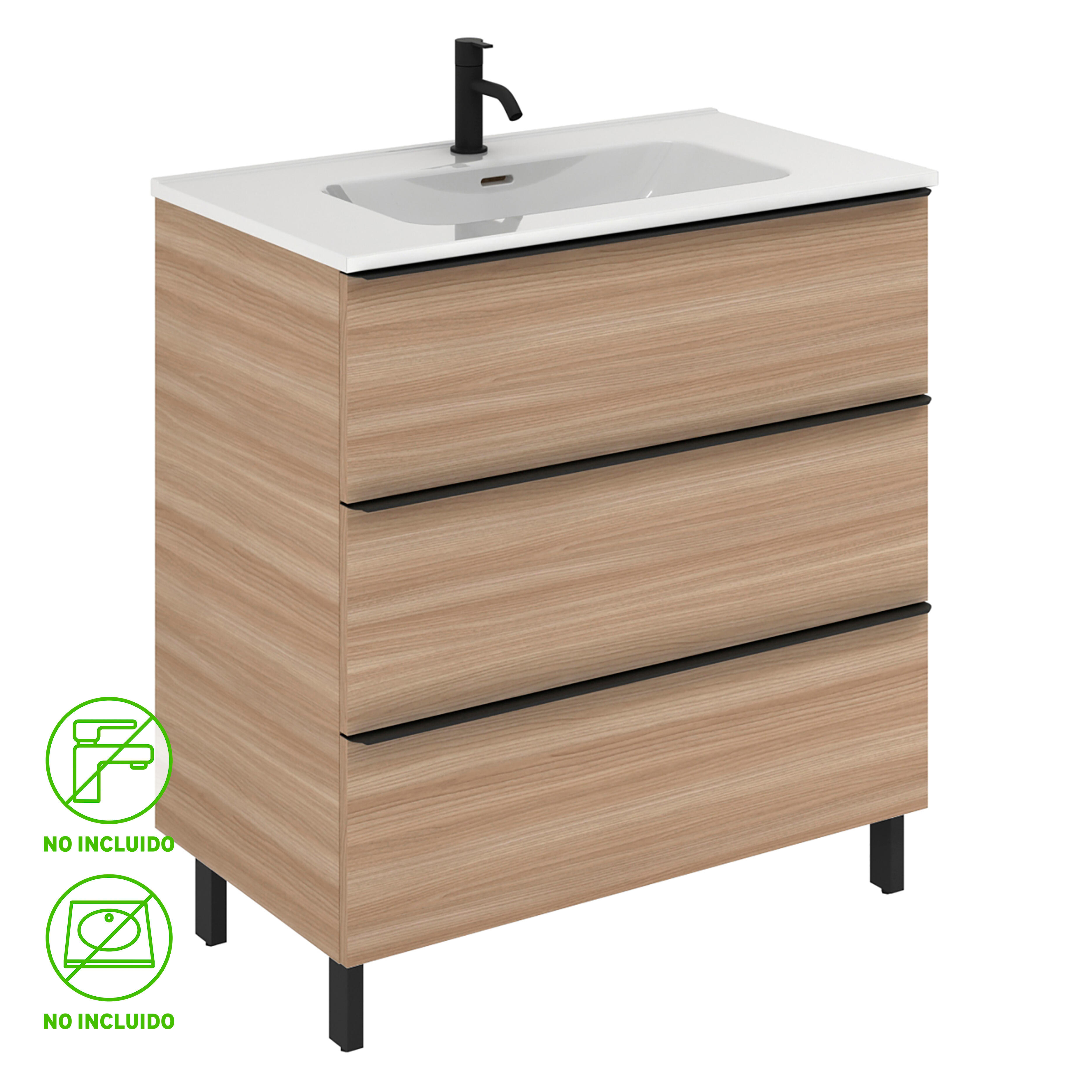 Mueble de baño komplett nogal 80x45 cm