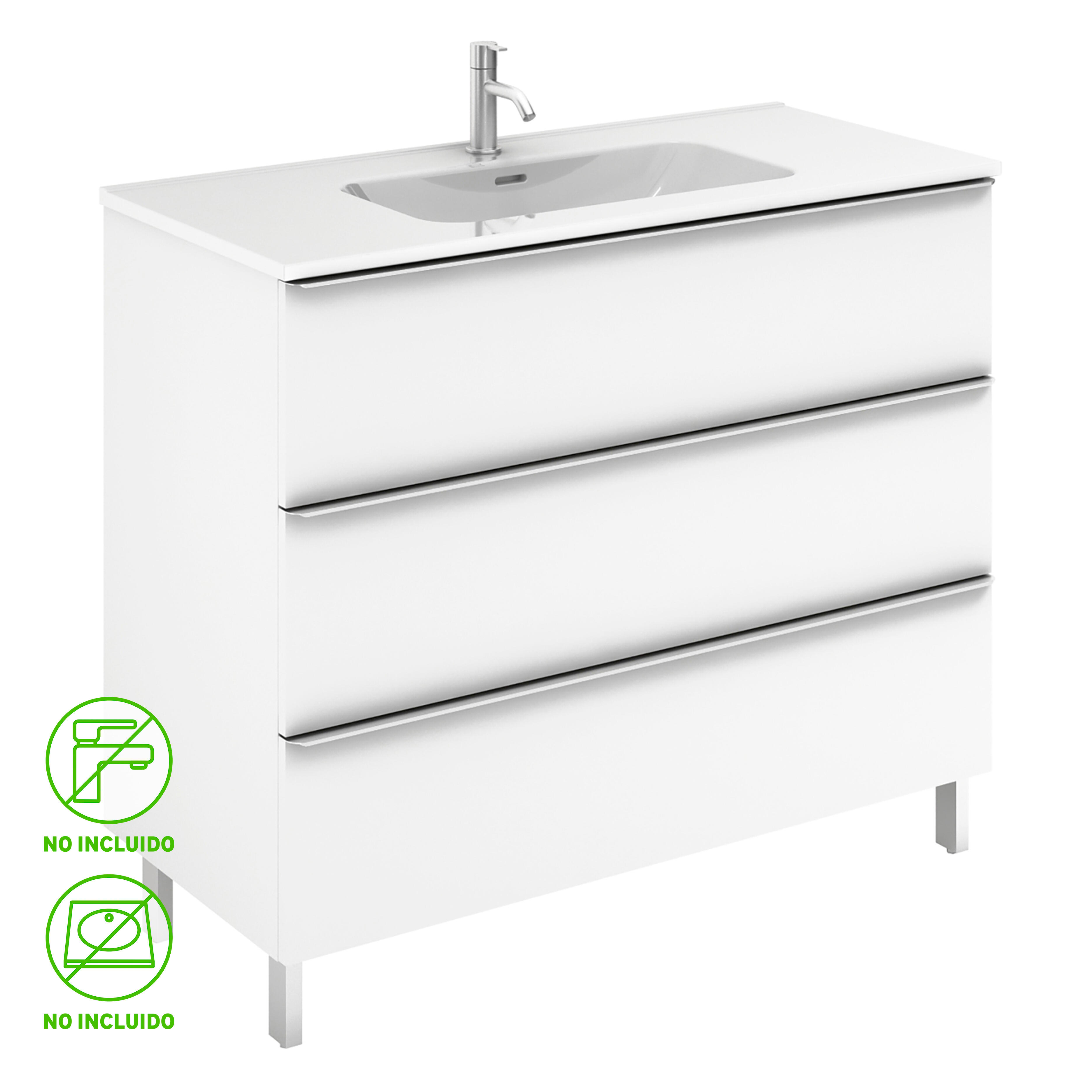 Mueble de baño komplett blanco 100x45 cm