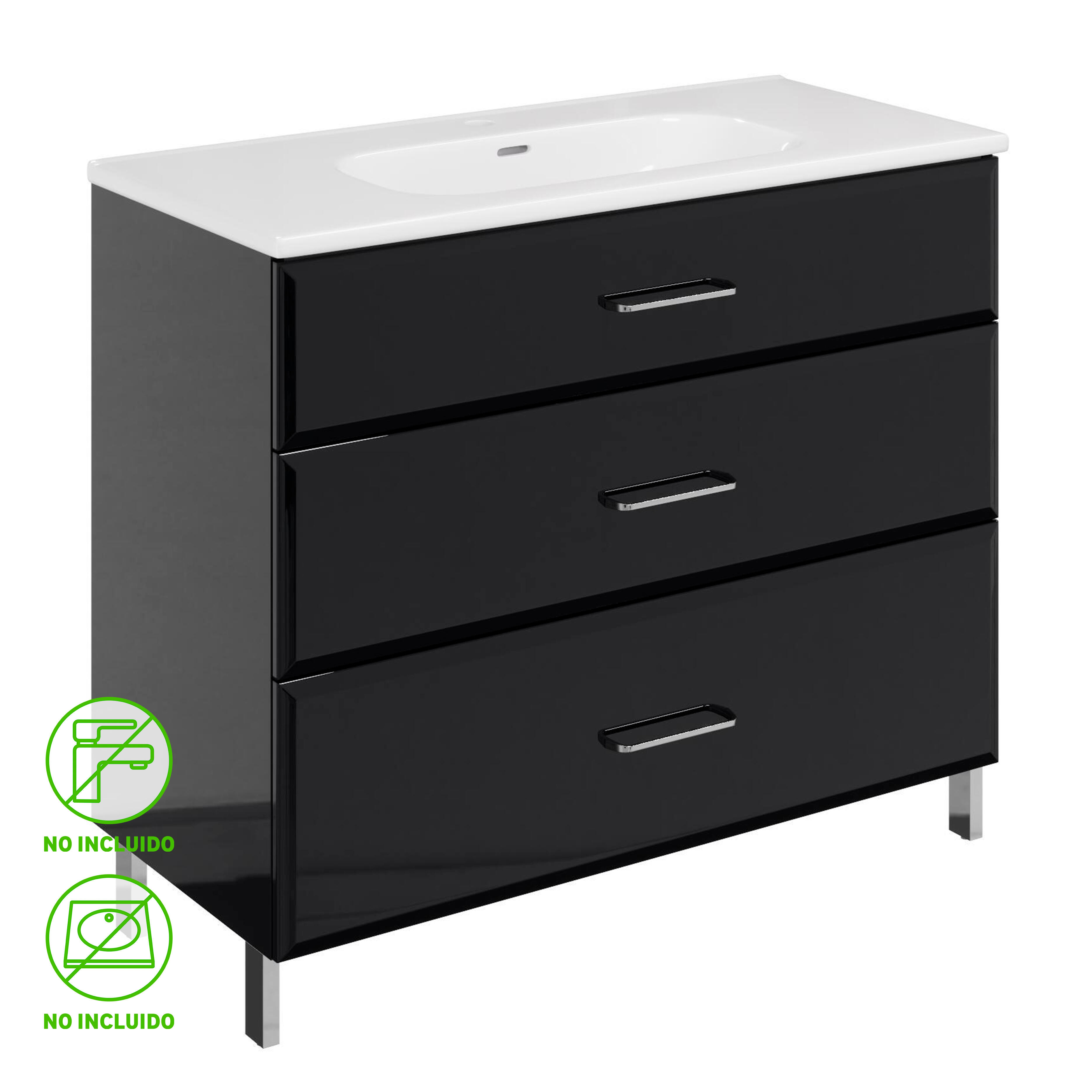 Mueble de baño opale2 negro 99.5x45.2 cm