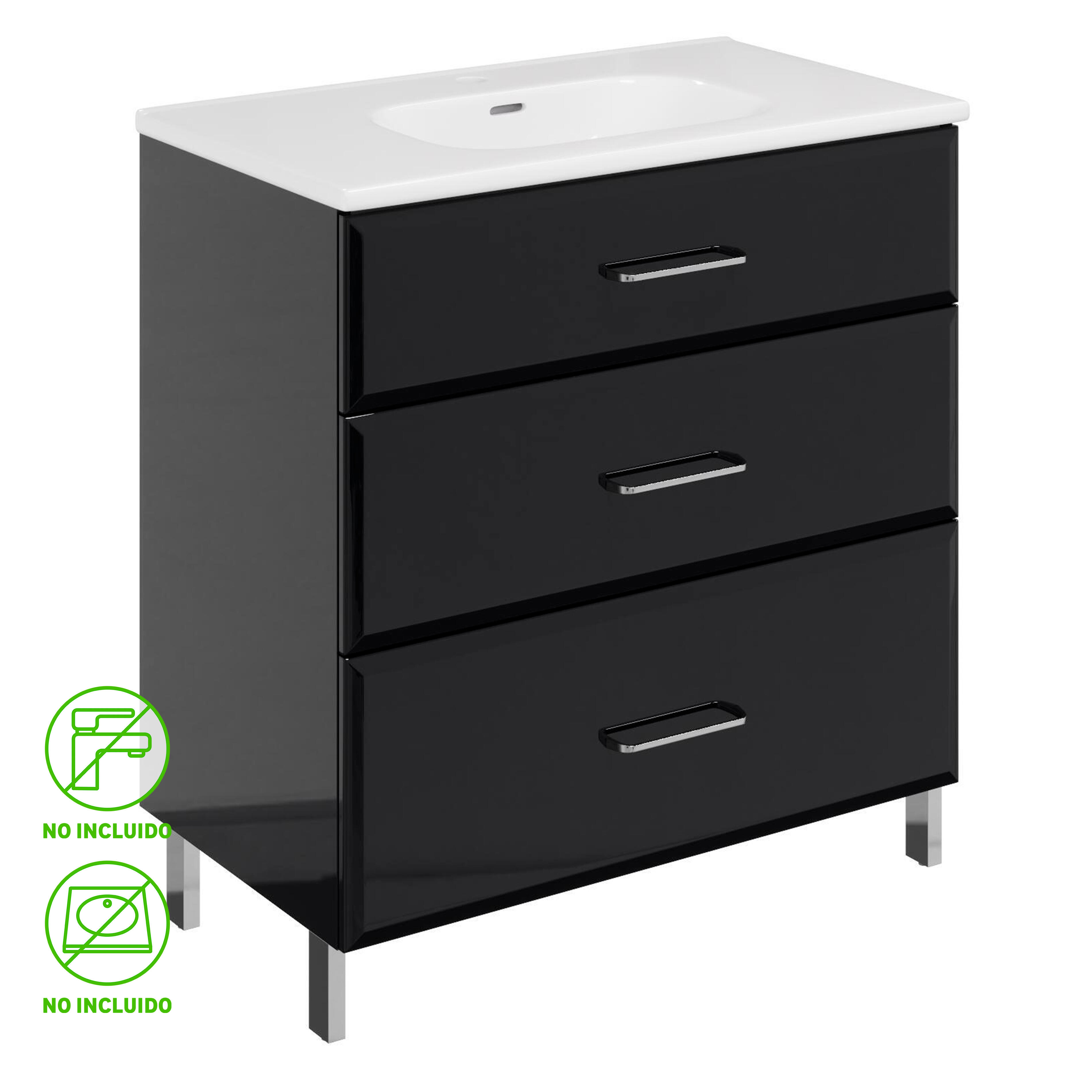 Mueble de baño opale2 negro 79.5x45.2 cm (lavabo no incluido)