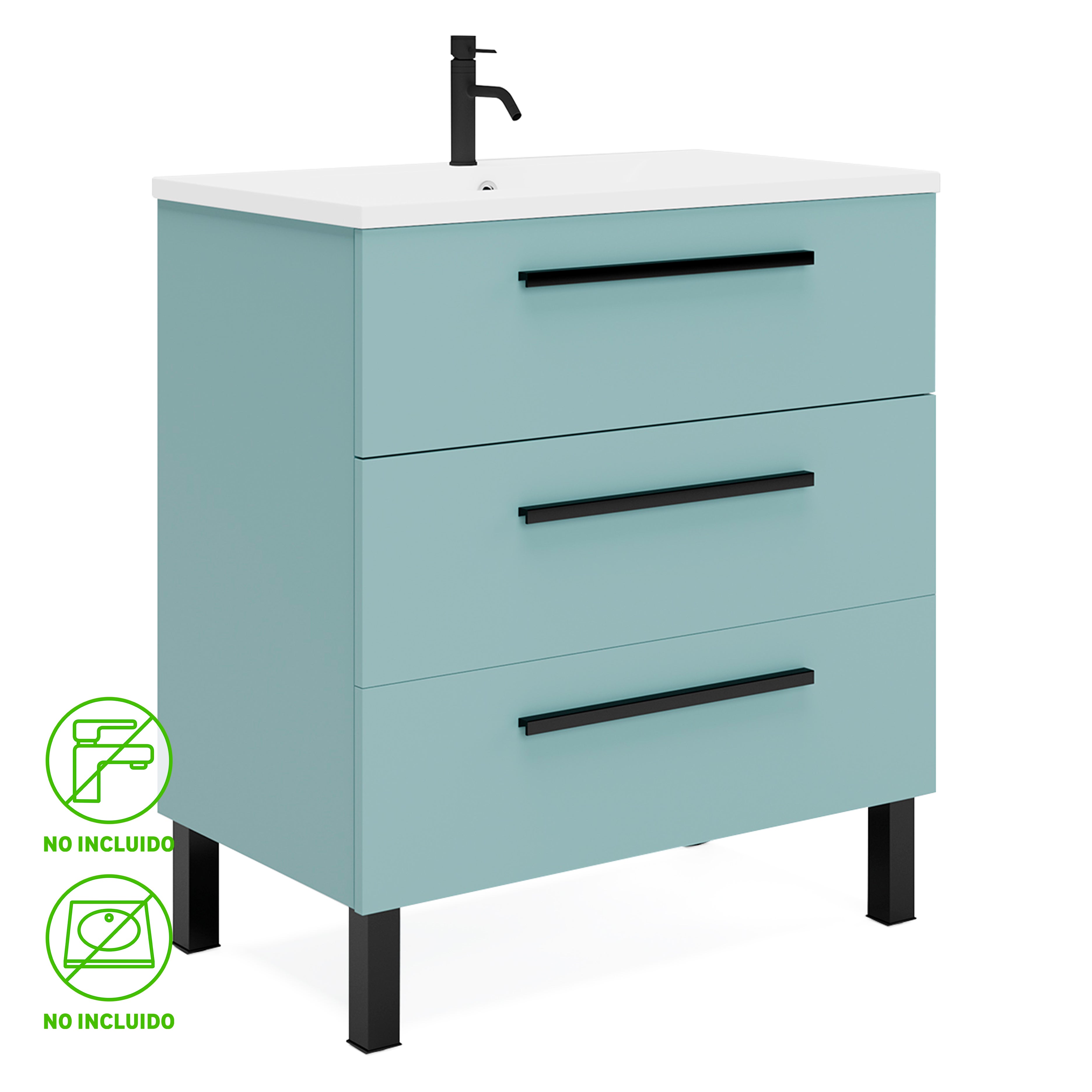 Mueble de baño madrid verde 70x45 cm (lavabo no incluido)