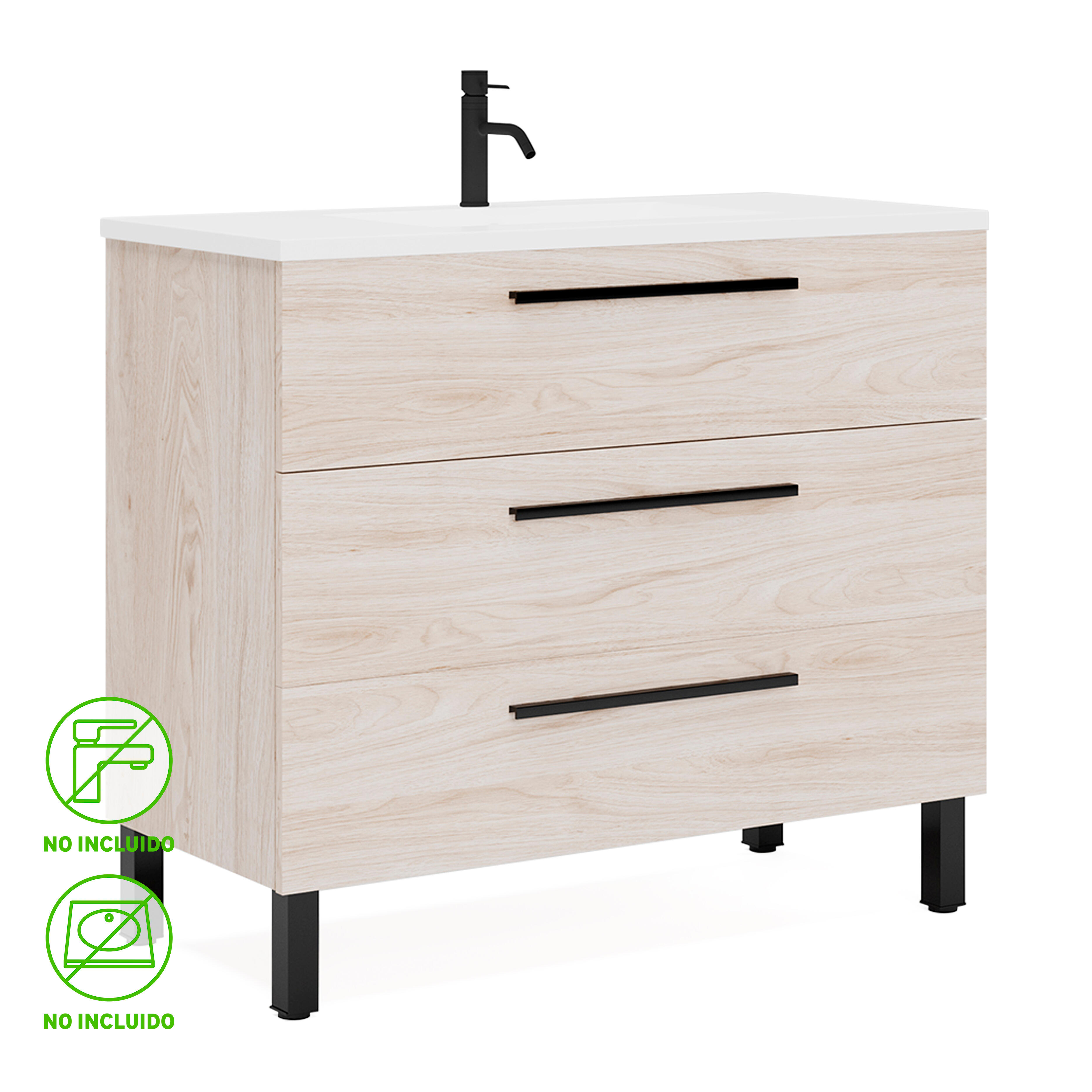 Mueble de baño madrid marrón 100x45 cm