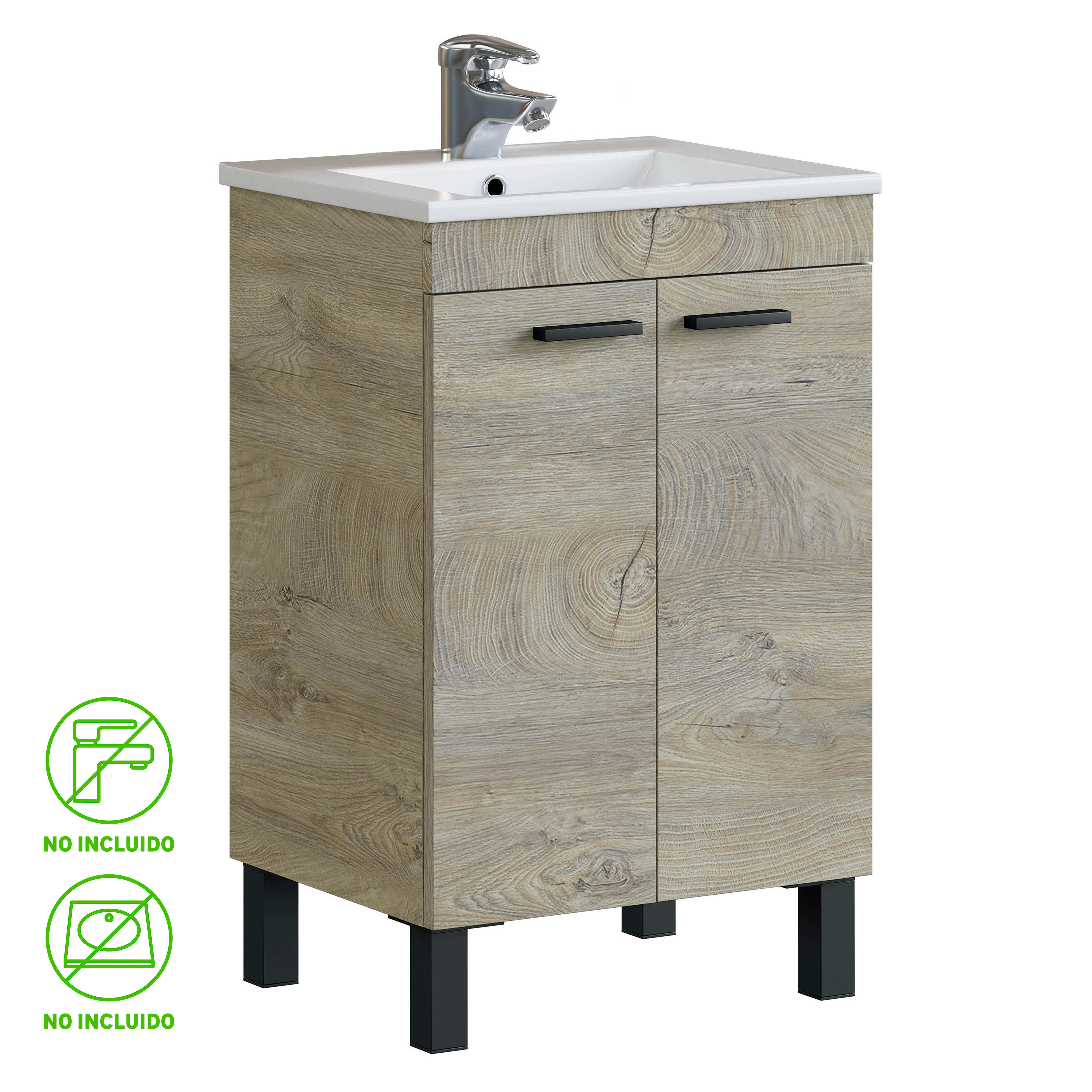 Mueble de baño athena roble 50x40 cm (lavabo no incluido)
