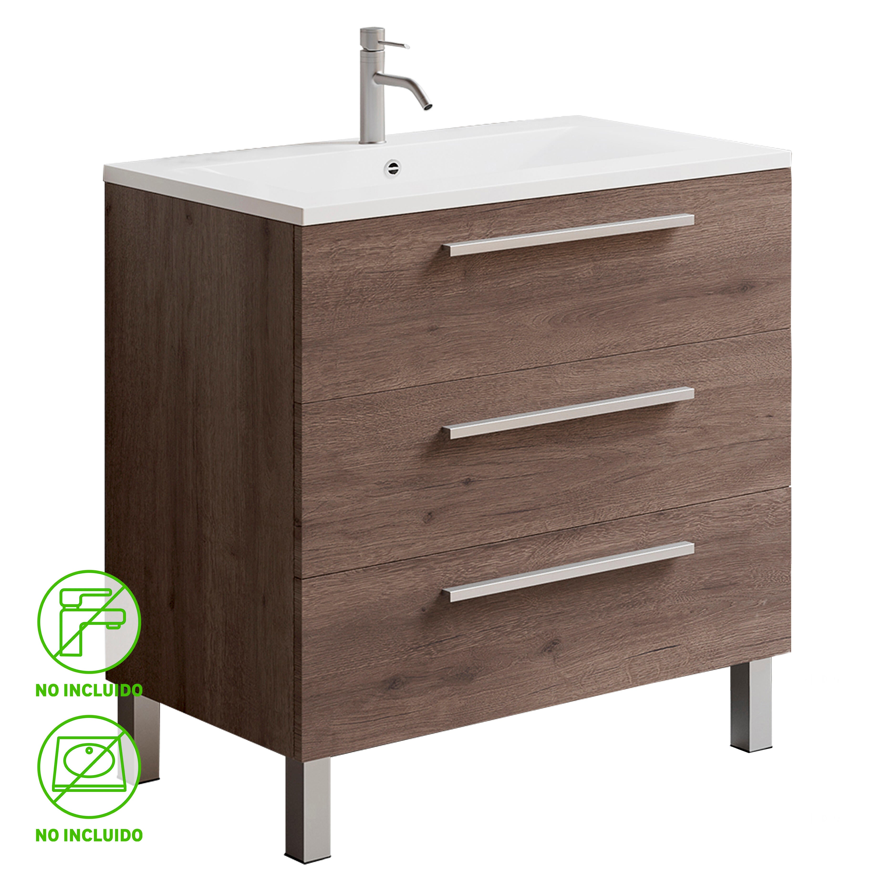 Mueble de baño madrid roble oscuro 90x45 cm