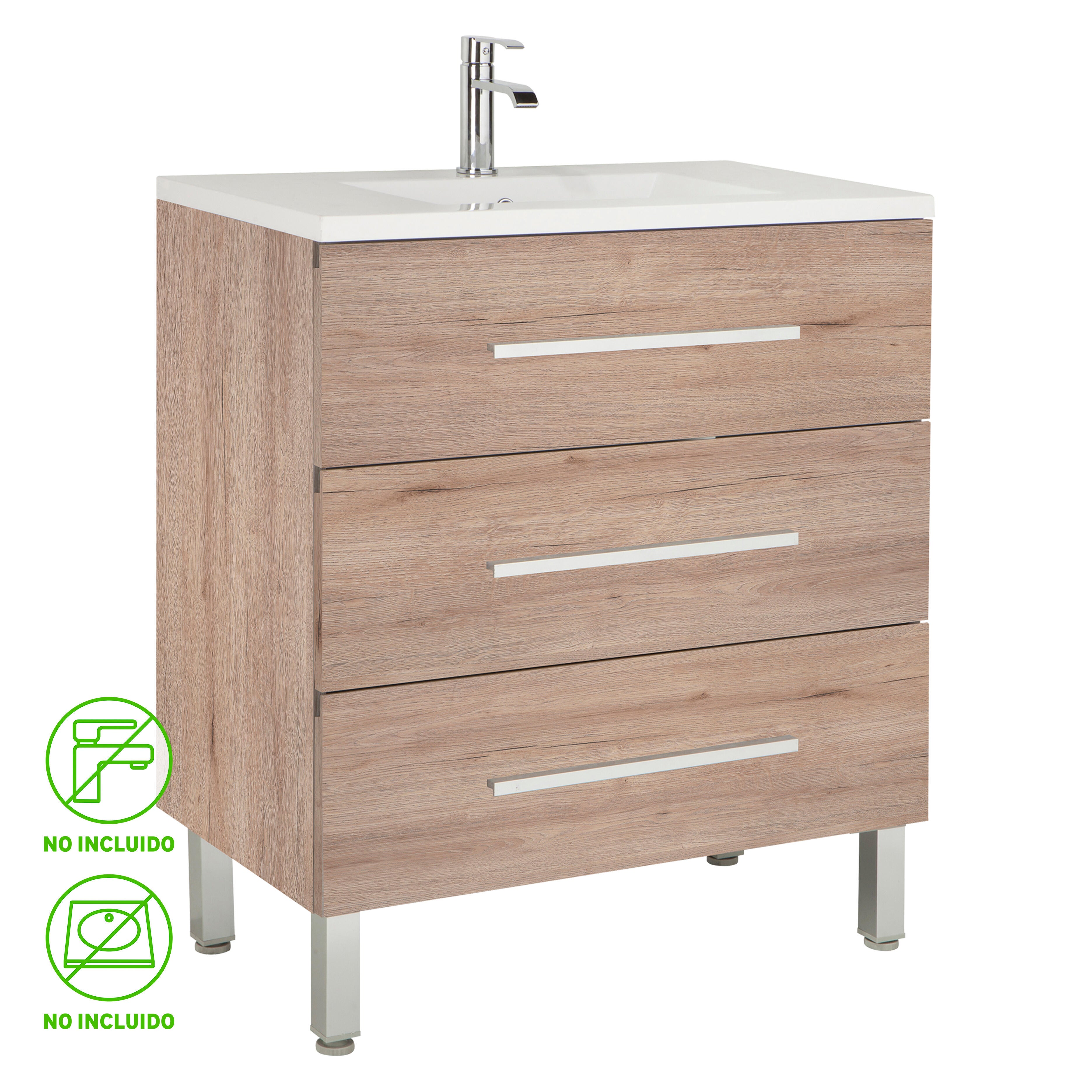 Mueble de baño madrid roble 70x45 cm