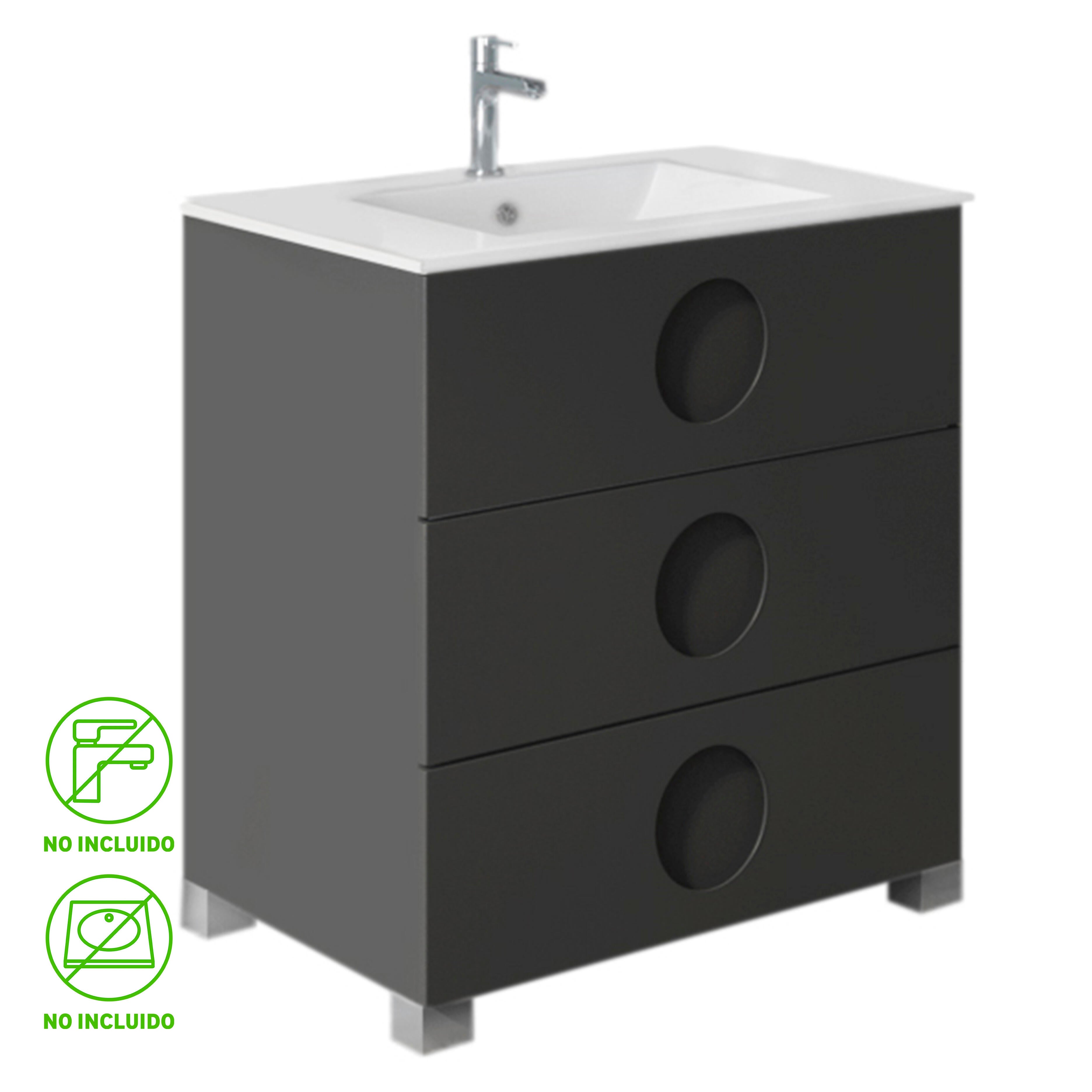 Mueble de baño sphere grafito 80x45 cm