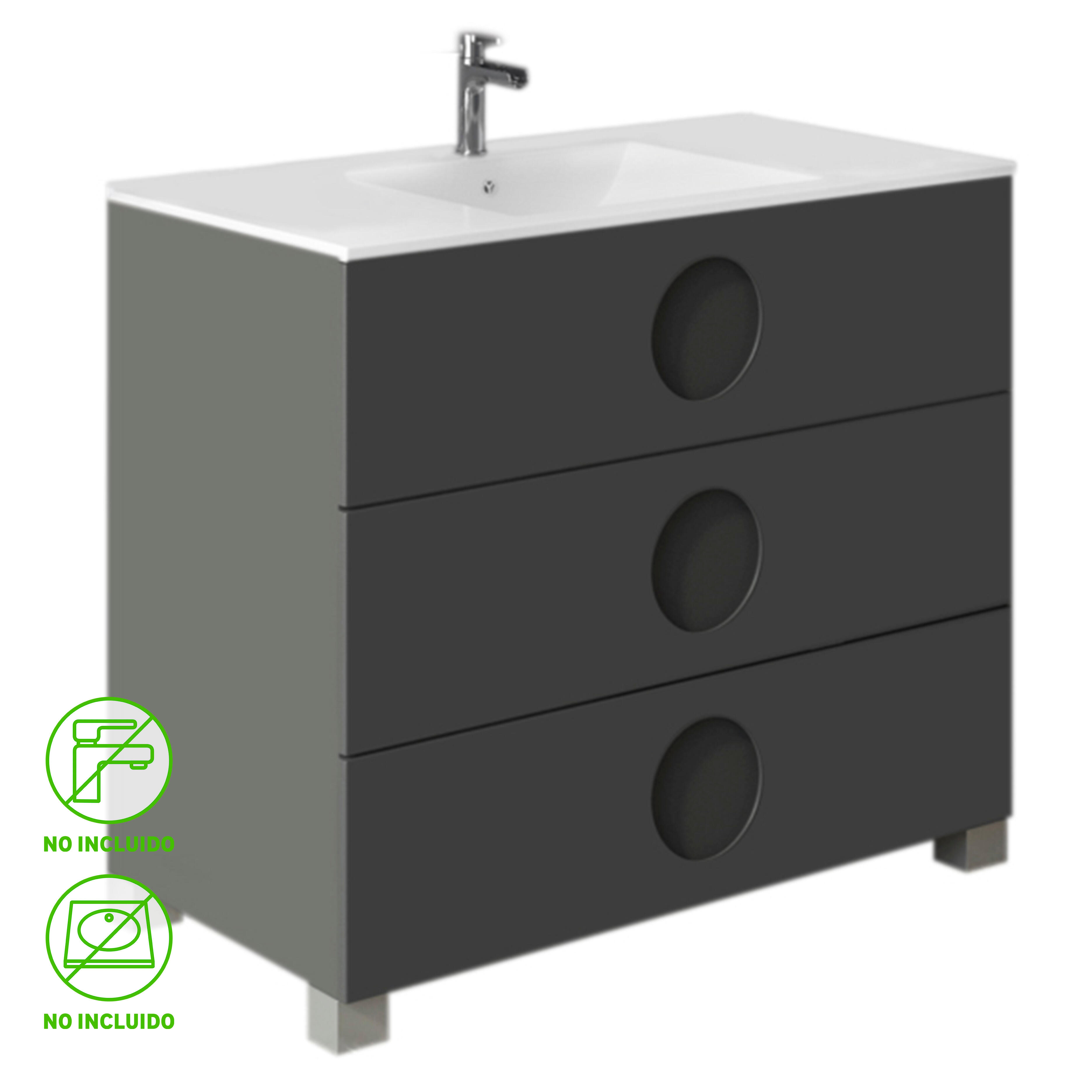 Mueble de baño sphere grafito 100x45 cm