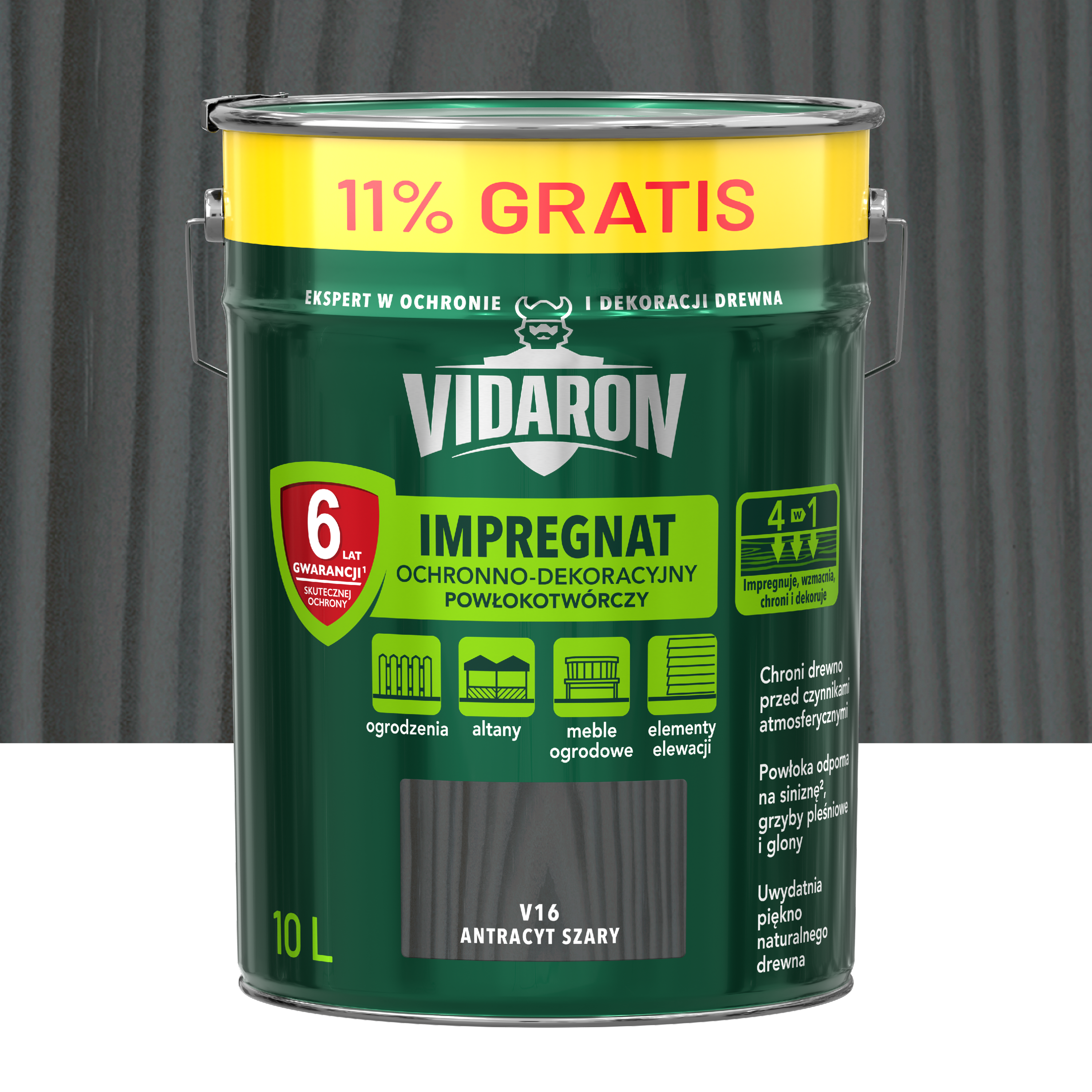 Impregnat do drewna Vidaron antracyt szary 10 l l