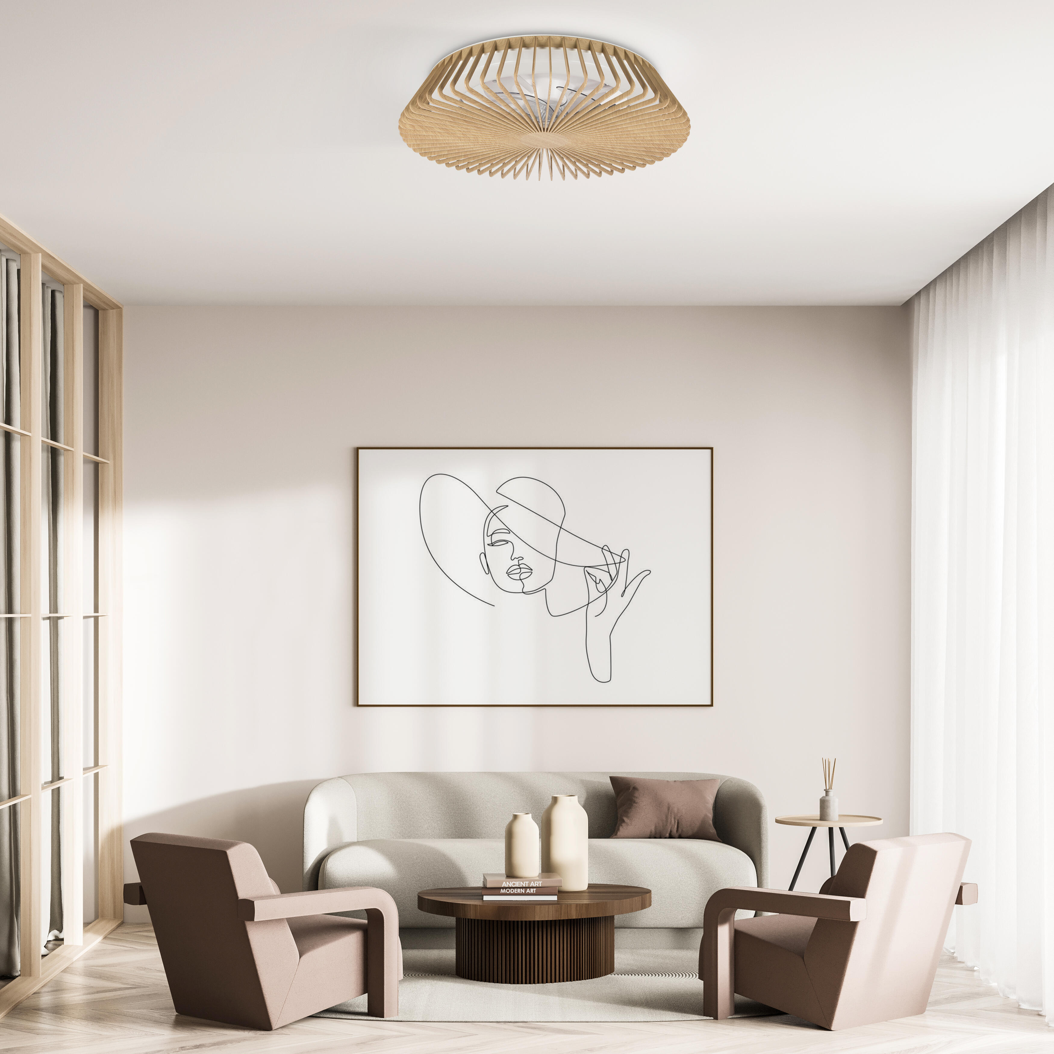 Ventilateur de plafond LED, Himalaya, 63 cm, MANTRA, bois - 3