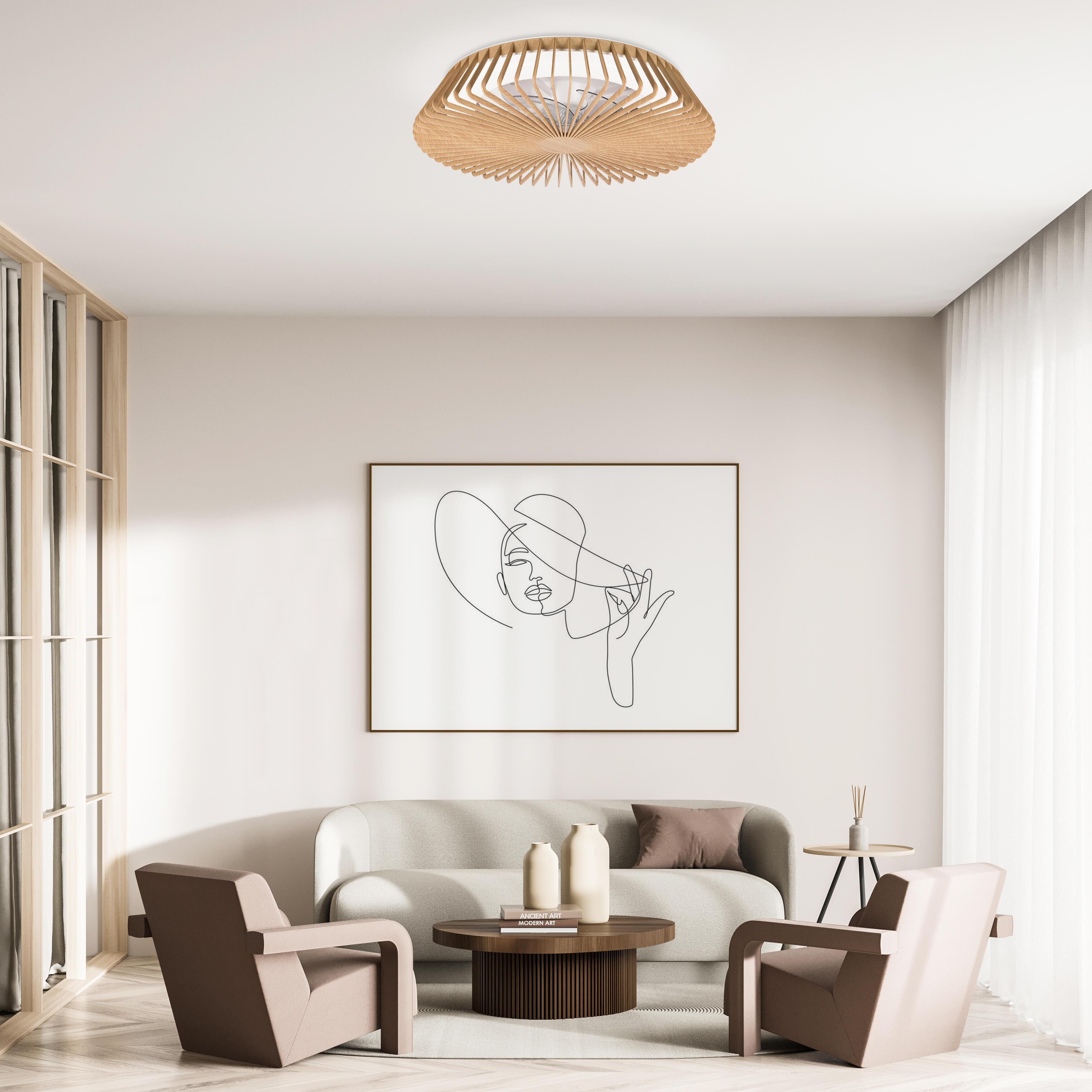 Ventilateur de plafond LED, Himalaya, 63 cm, MANTRA, bois - 2