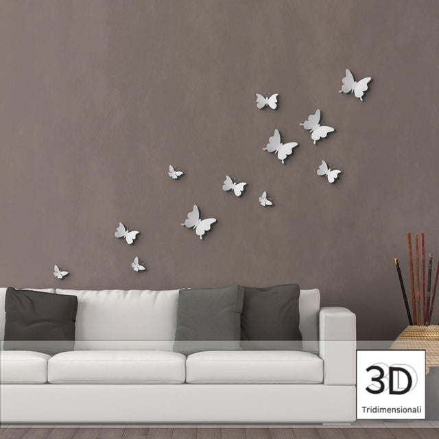 Sticker Farfalla 12x12 cm bianco, confezione da 12 fogli