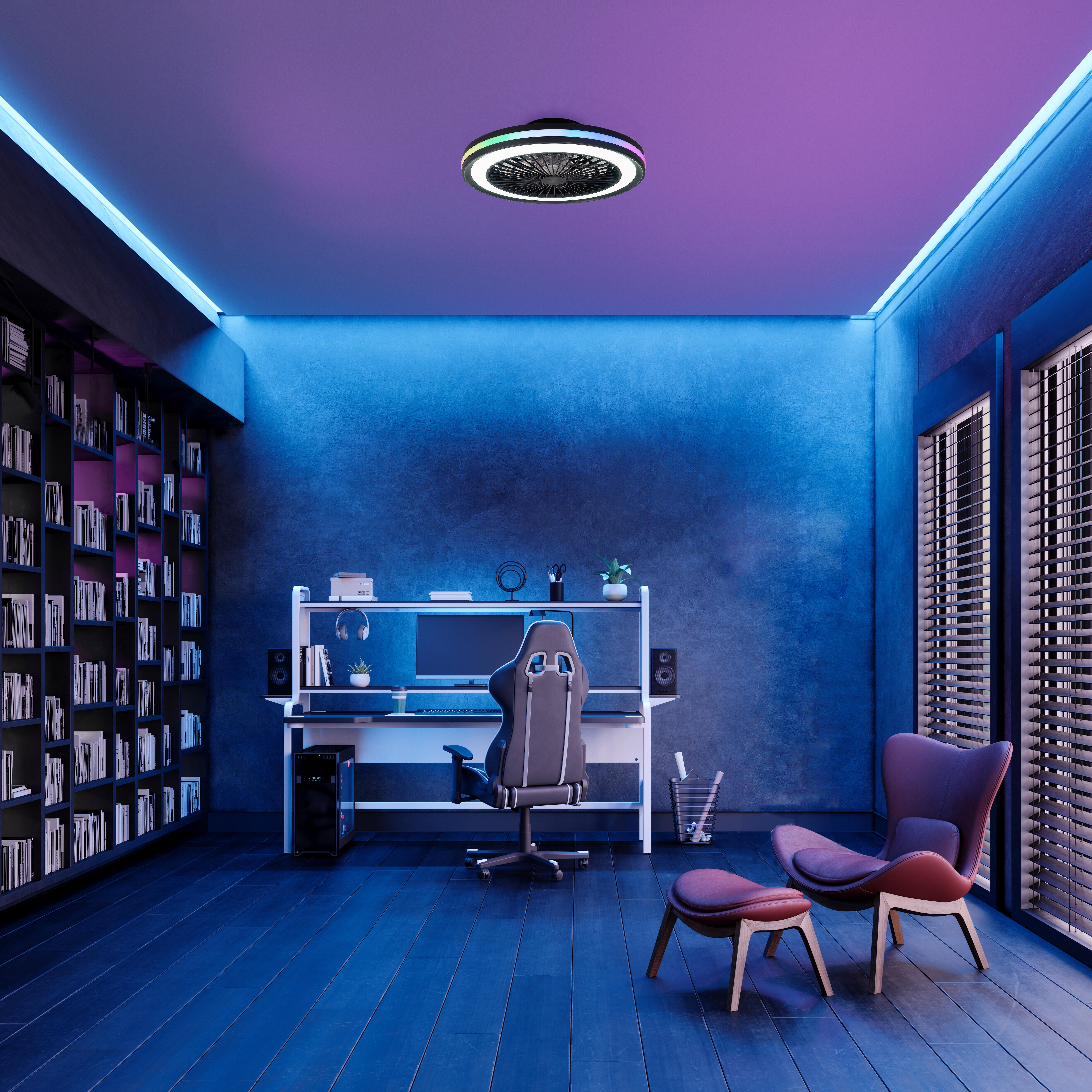 Ventilateur de plafond LED, Gamer, 46.6 cm, MANTRA, noir - 2