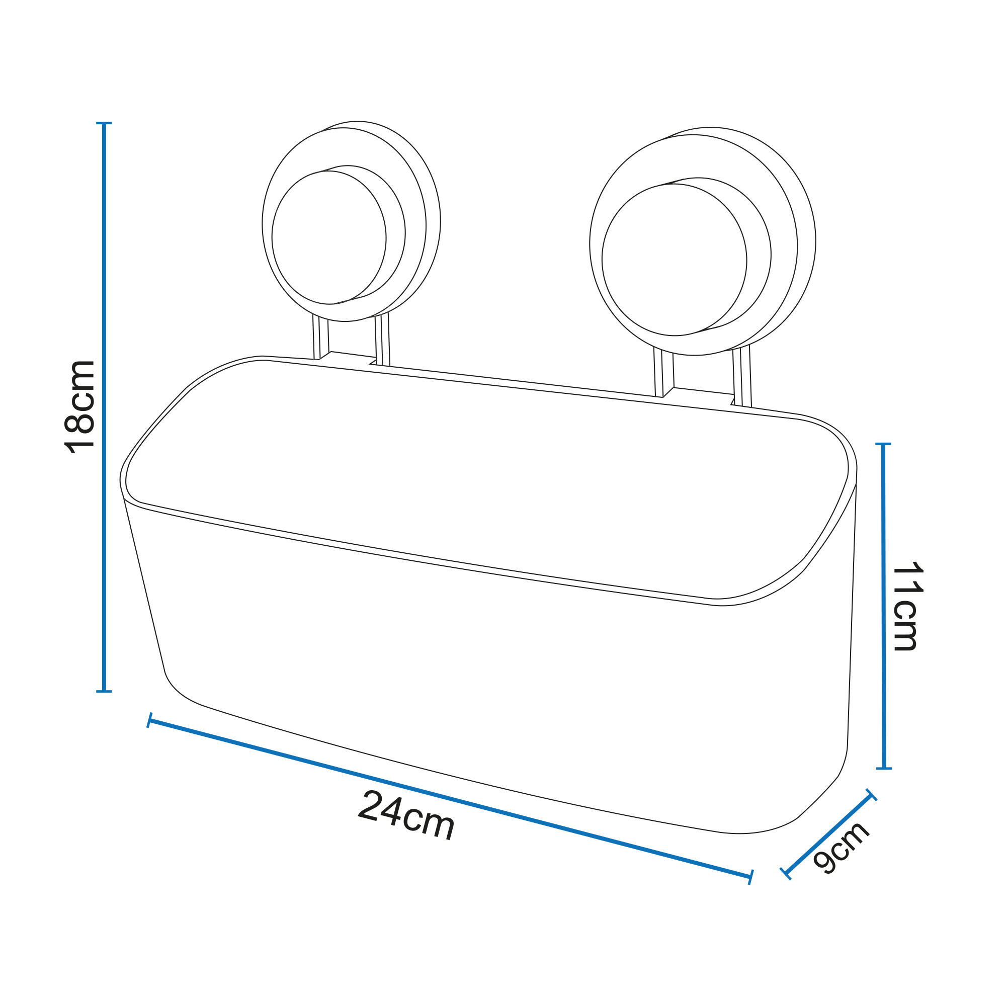 Cesto para duche com ventosa branco Basic - 4