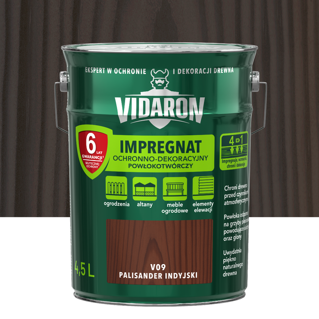 Impregnat do drewna POWŁOKOTWÓRCZY 4.5 l Palisander indyjski VIDARON