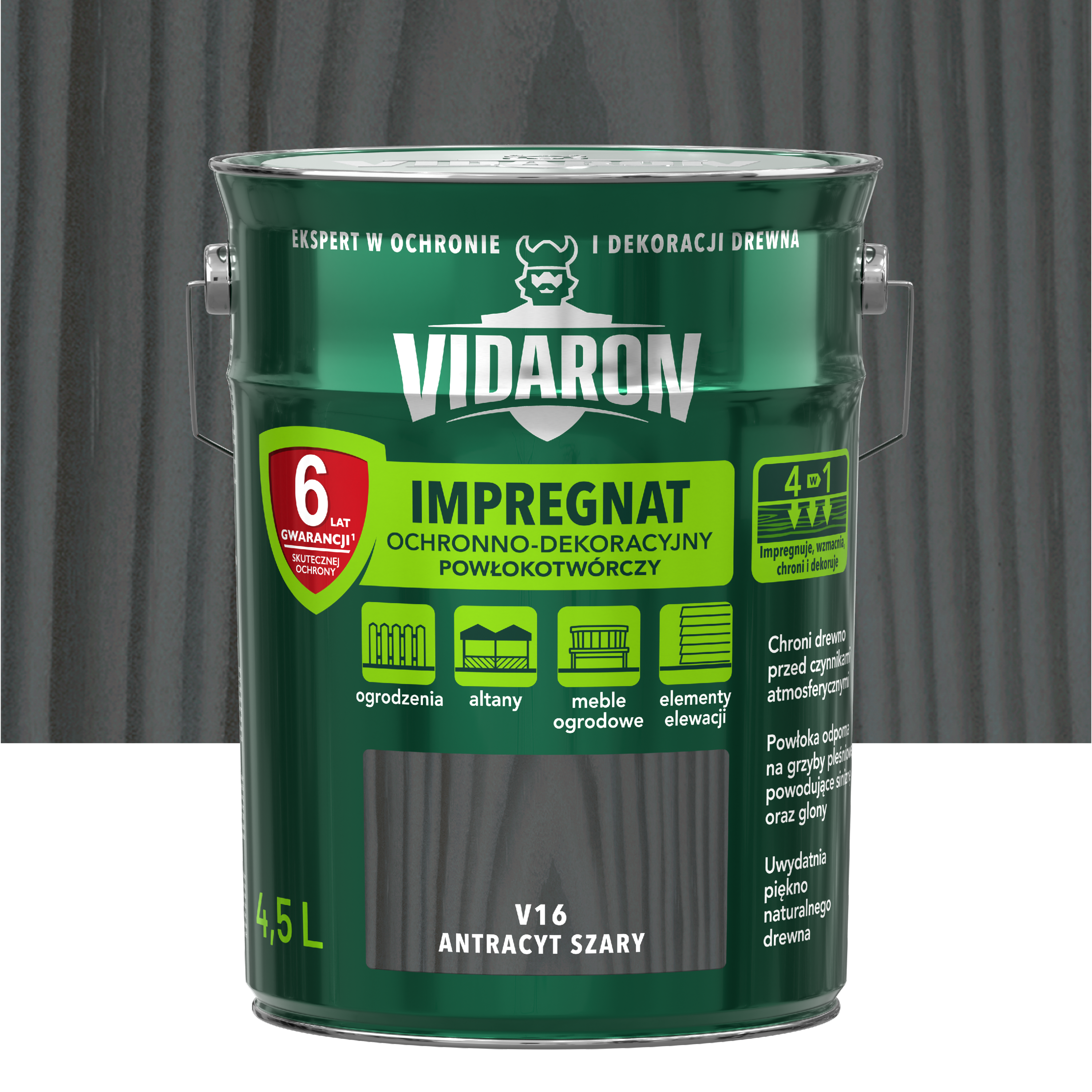 Impregnat do drewna Antracyt Szary 4.5 l Vidaron