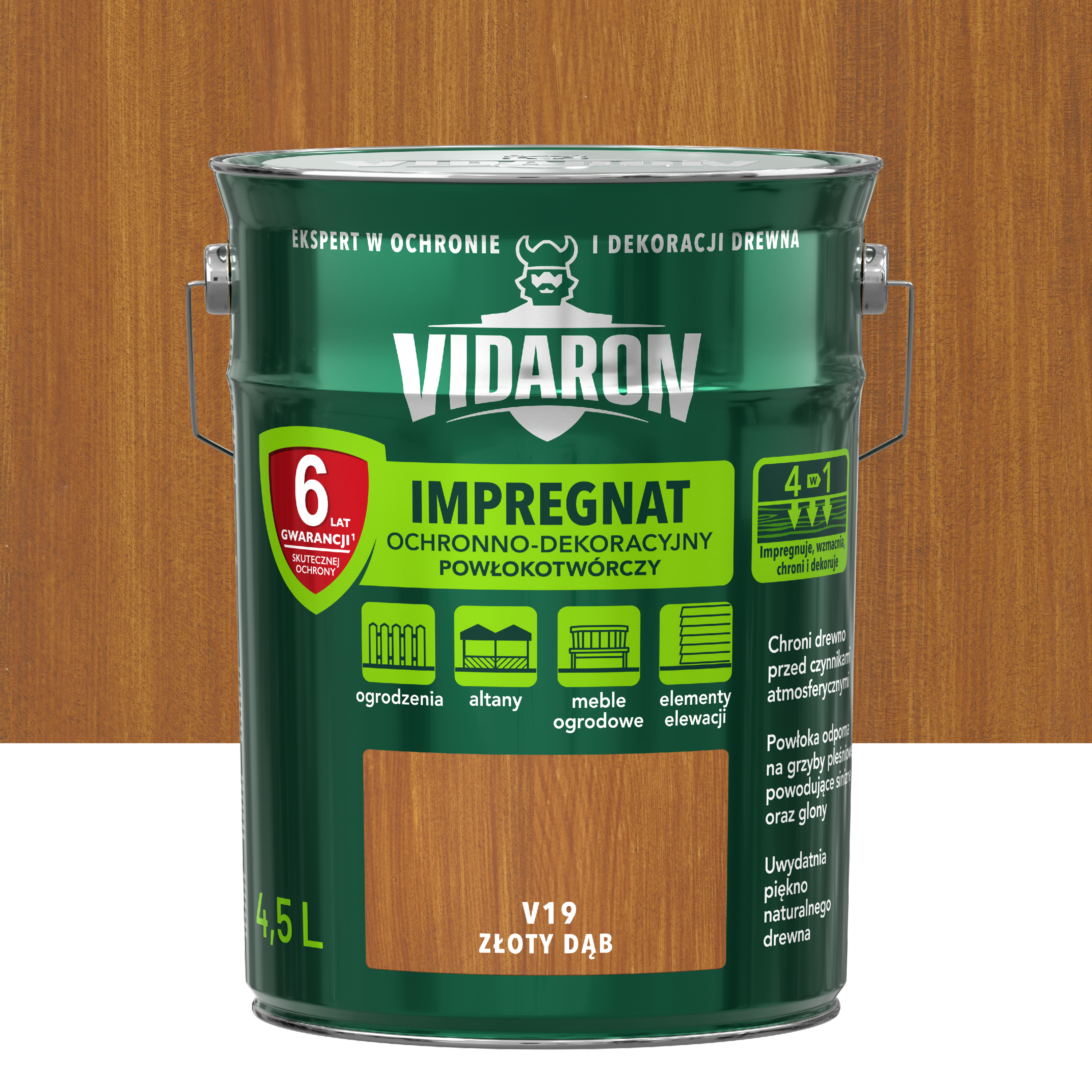 Impregnat do drewna powłokotwórczy 4.5 l Złoty dąb Vidaron