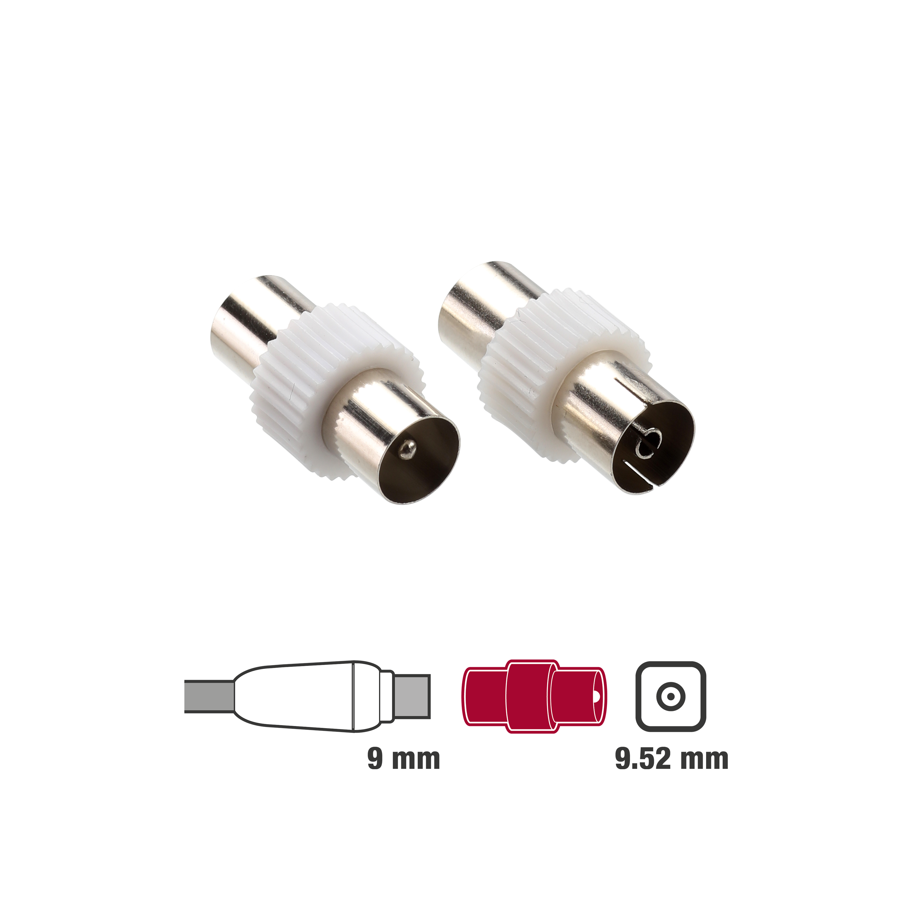 Raccord coaxial 9.52mm, mâle/femelle, Lexman - 2
