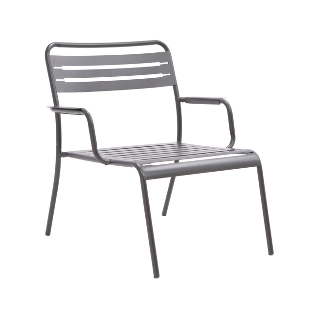 Fauteuil bas de jardin Café en acier anthracite