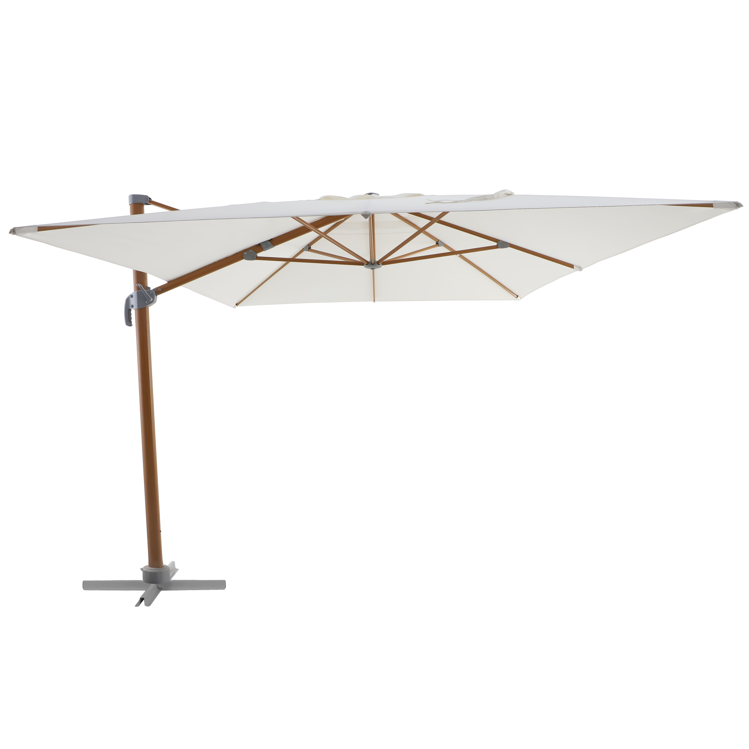 Parasol de mástil lateral / excéntrico rectangular de aluminio naterial agora 281x386 cm + 4 pies de parasol gomo cuadrado de cemento de 26 kg