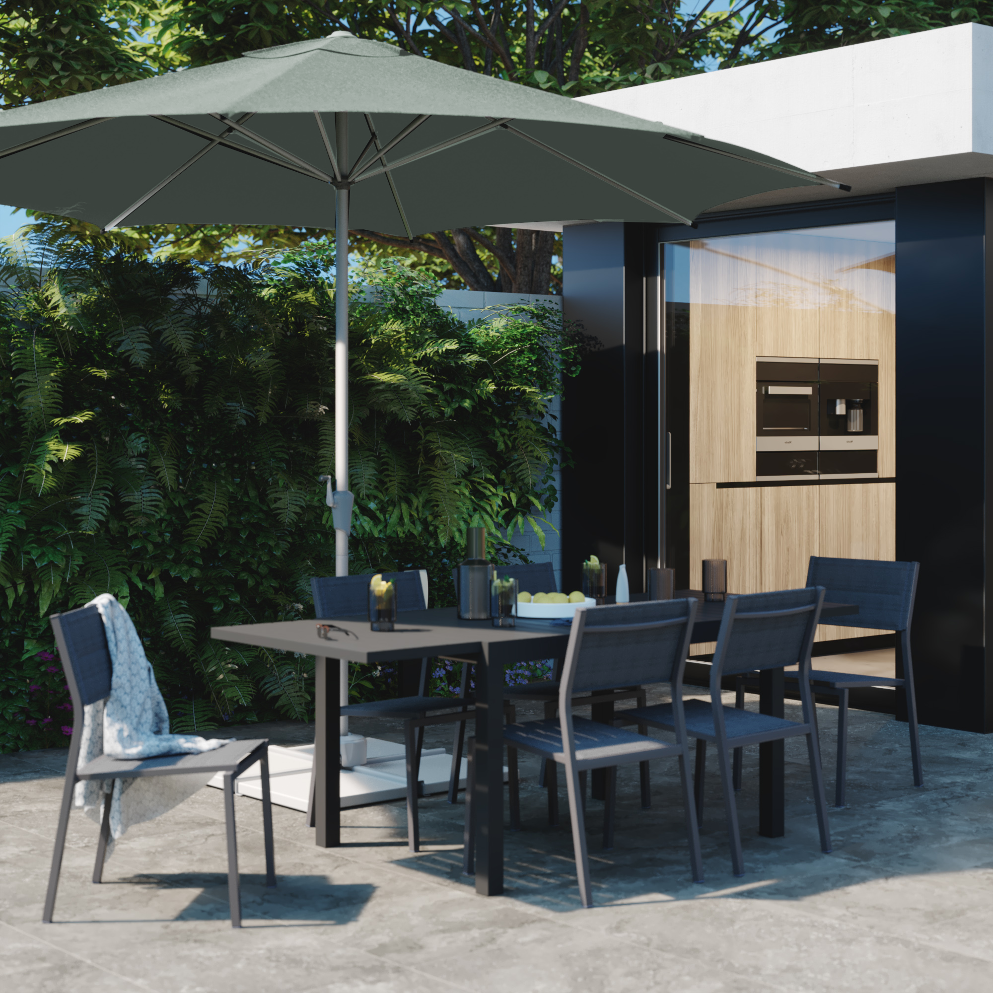 Parasol droit octogonal vert sage Aura II NATERIAL L.394 x l.394 cm - 2