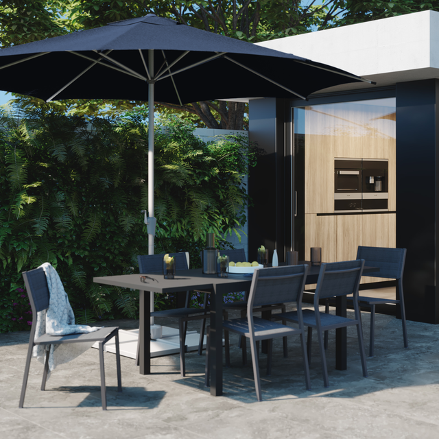 Ombrellone centrale grigio Aura NATERIAL con telo ottagonale blu L 394 x P 394 x H 285 cm