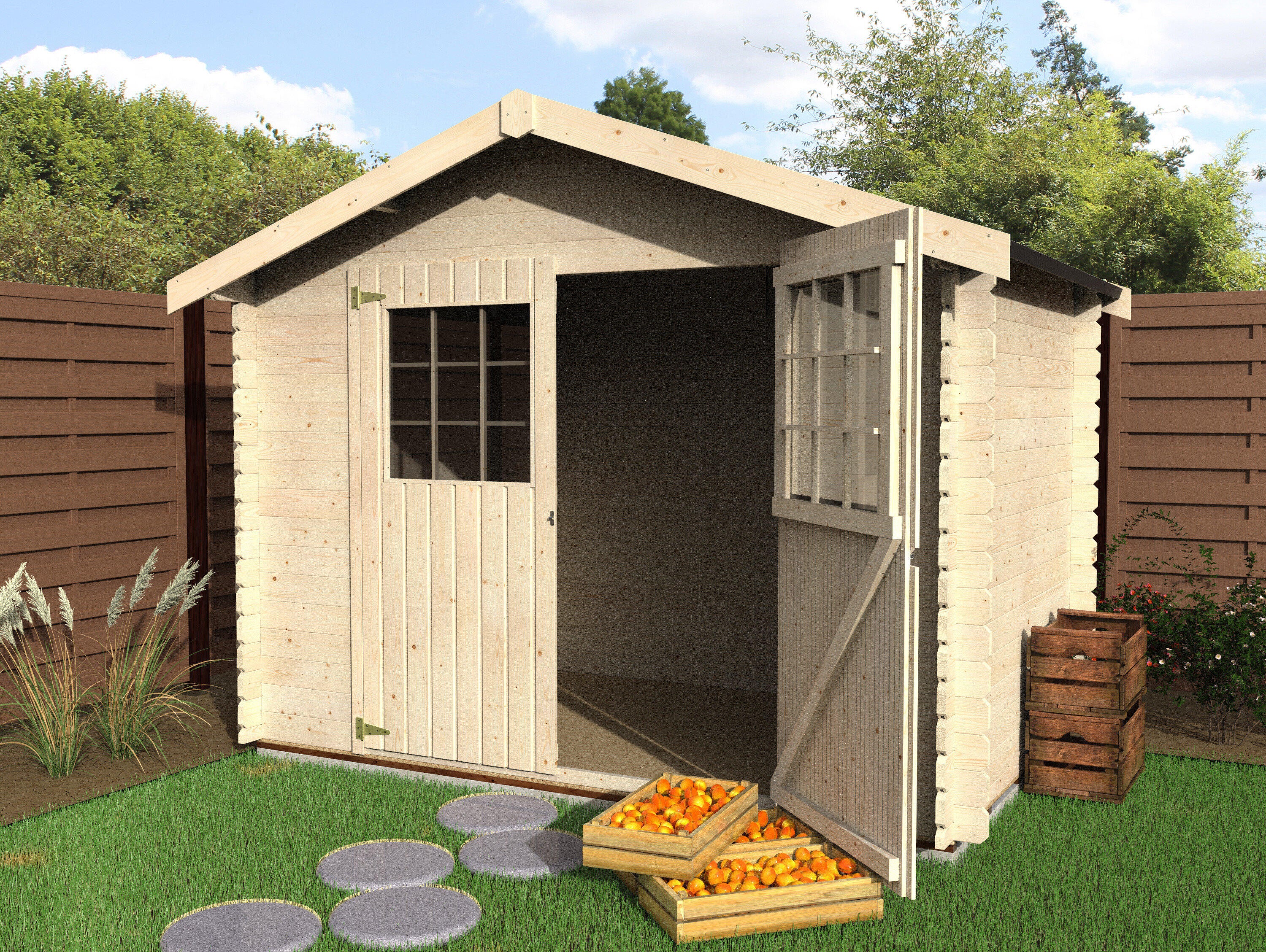 Caseta de madera NEW ALSAN de 317x232x213 cm y 5.9 m2 con 28 mm espesor y doble puerta abatible DECOR ET JARDIN - 4