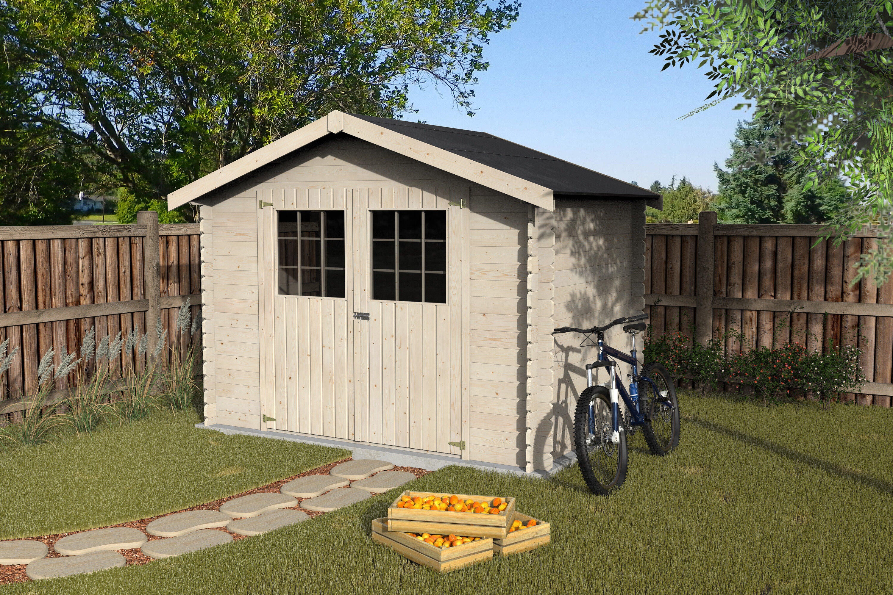 Caseta de madera NEW ALSAN de 317x232x213 cm y 5.9 m2 con 28 mm espesor y doble puerta abatible DECOR ET JARDIN - 2