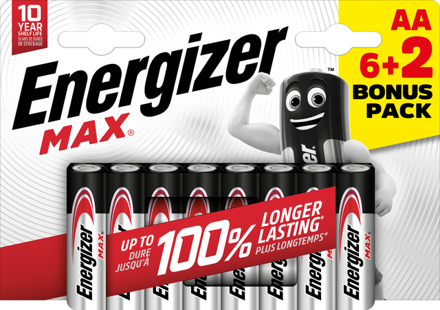 6+2 Pilhas LR06 alcalina Energizer Max