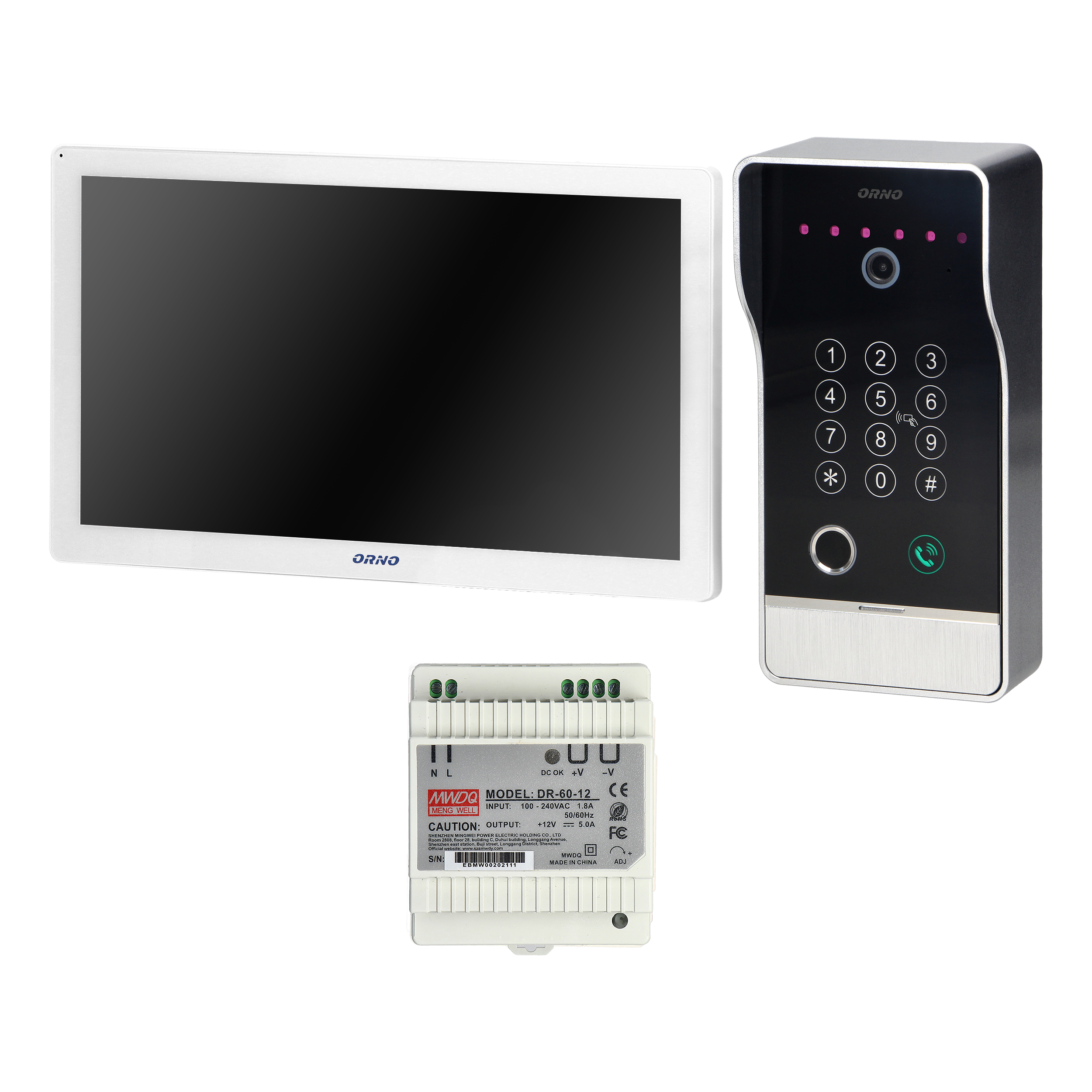 Wideodomofon przewodowy zestaw QUADRO OR-VID-MO-1076/W/S ORNO