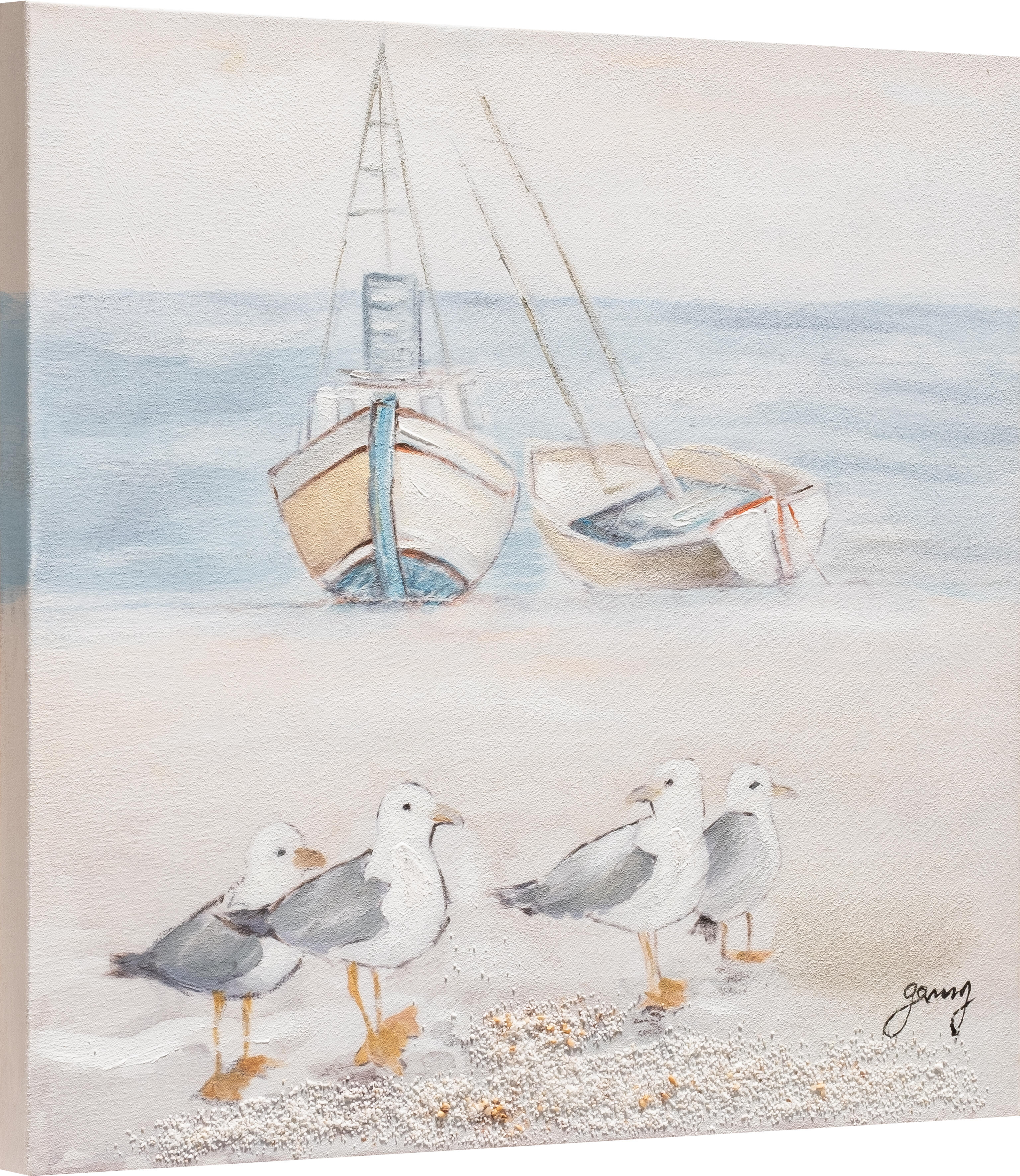 Tela pintada PASSAROS PRAIA 60 x 60 cm - 2