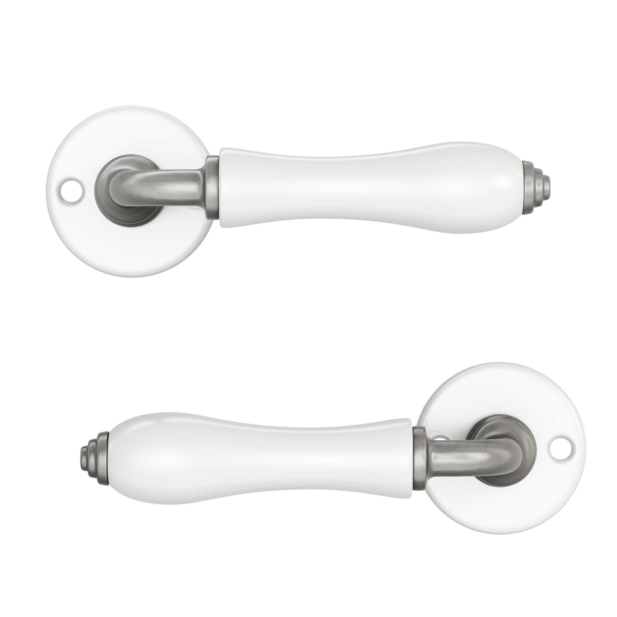 2 poignées sur rosace INSPIRE Maya porcelaine blanc et nickel A10 - 2