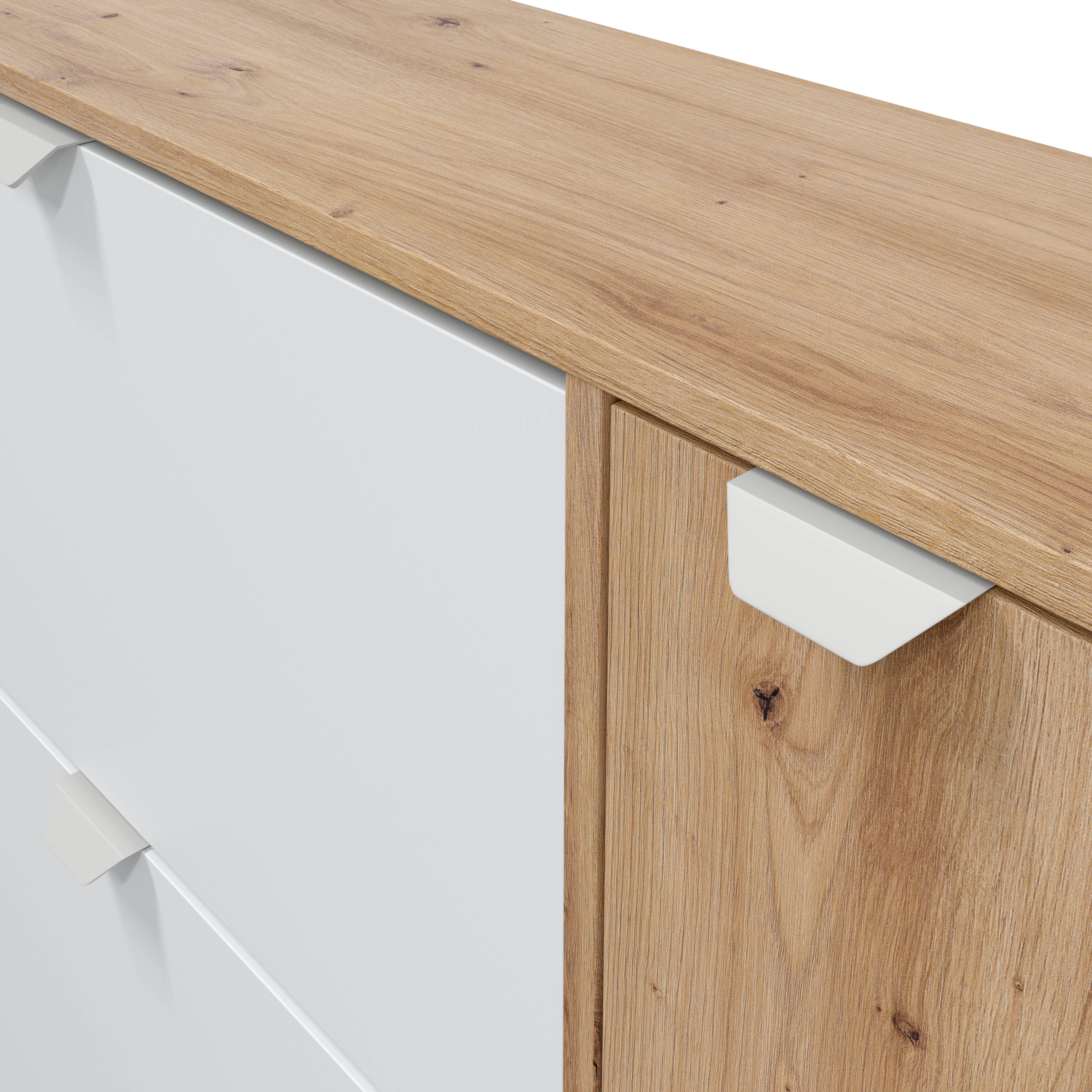 Sapateira 4 portas branco e carvalho 30 pares 105x112x24 cm Garona - 6