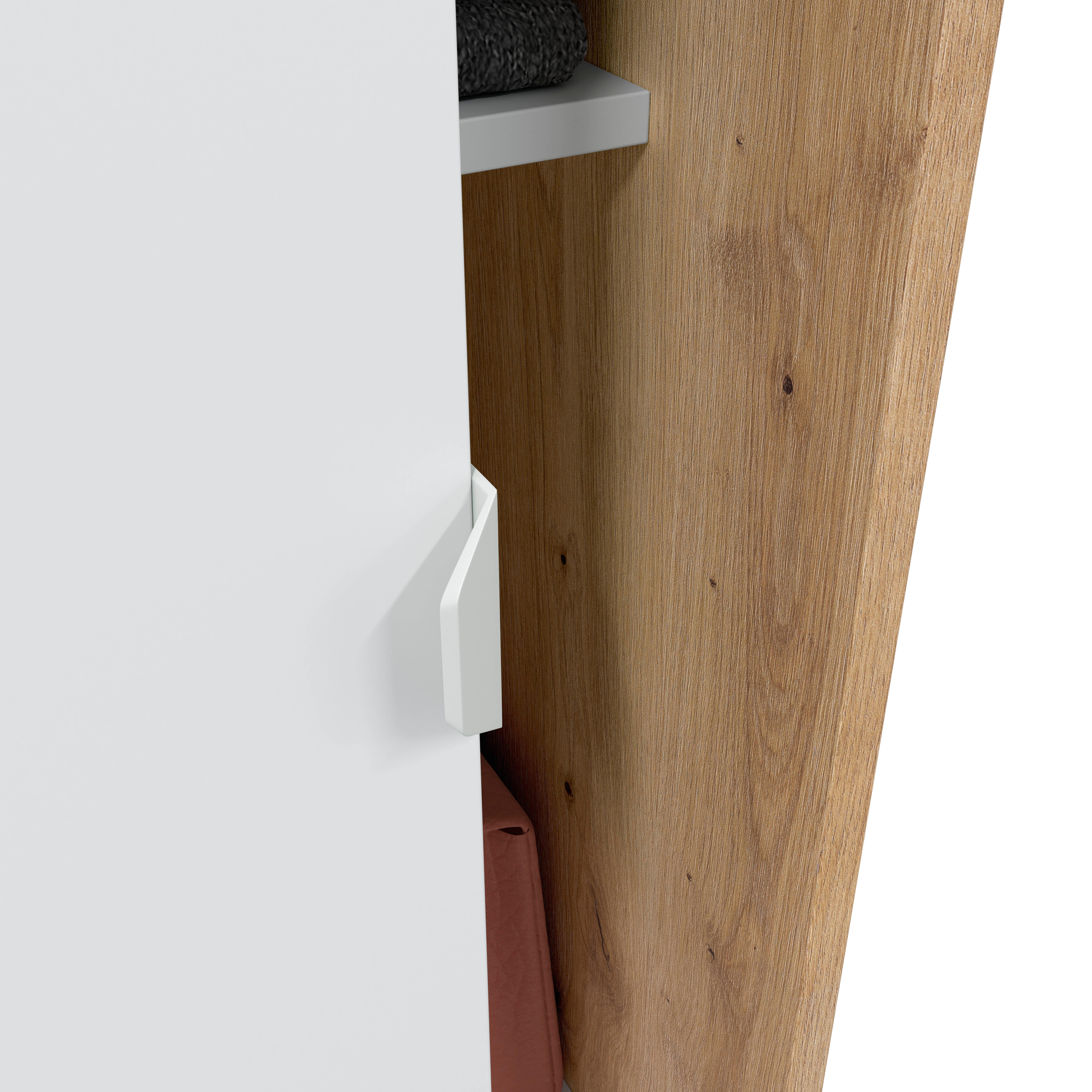 Roupeiro branco e carvalho 120x50x200cm Fores Garona - 5