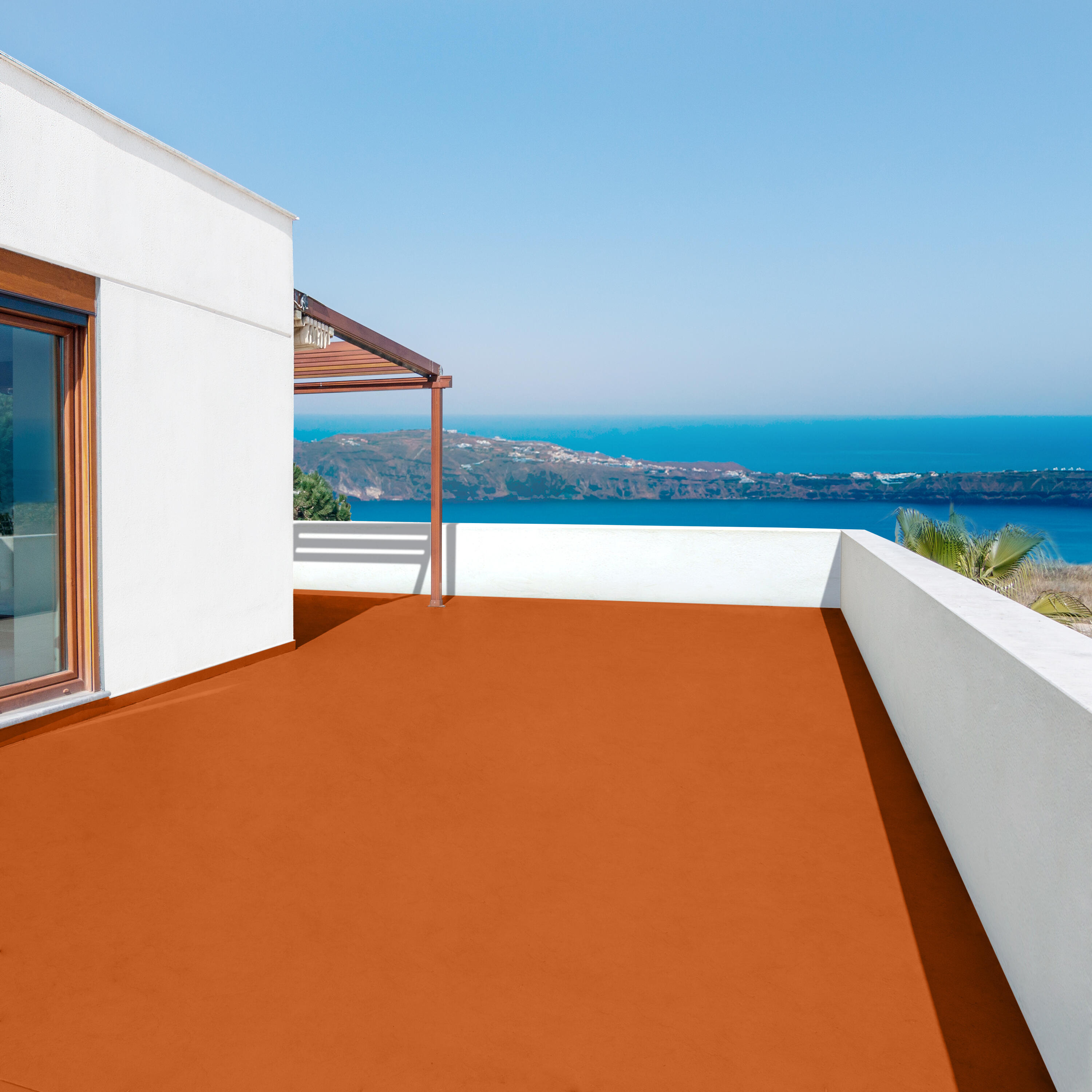 Pintura impermeabilizante exterior AXTON color terracota para fachadas, tejados, terrazas de hormigón, piedra 4L. Acrílico. Proteger y decorar el tejado. - 3