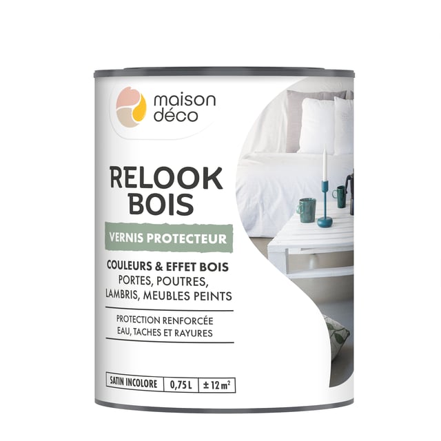 Vernis Poutre et lambris Relook bois MAISON DECO, incolore satiné, 0.75 l