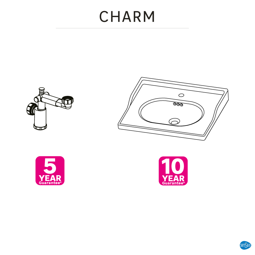 Plan simple vasque Céramique Charm l.61.8 x P.49.7 x h.19.8 cm/vidage inclus - 13