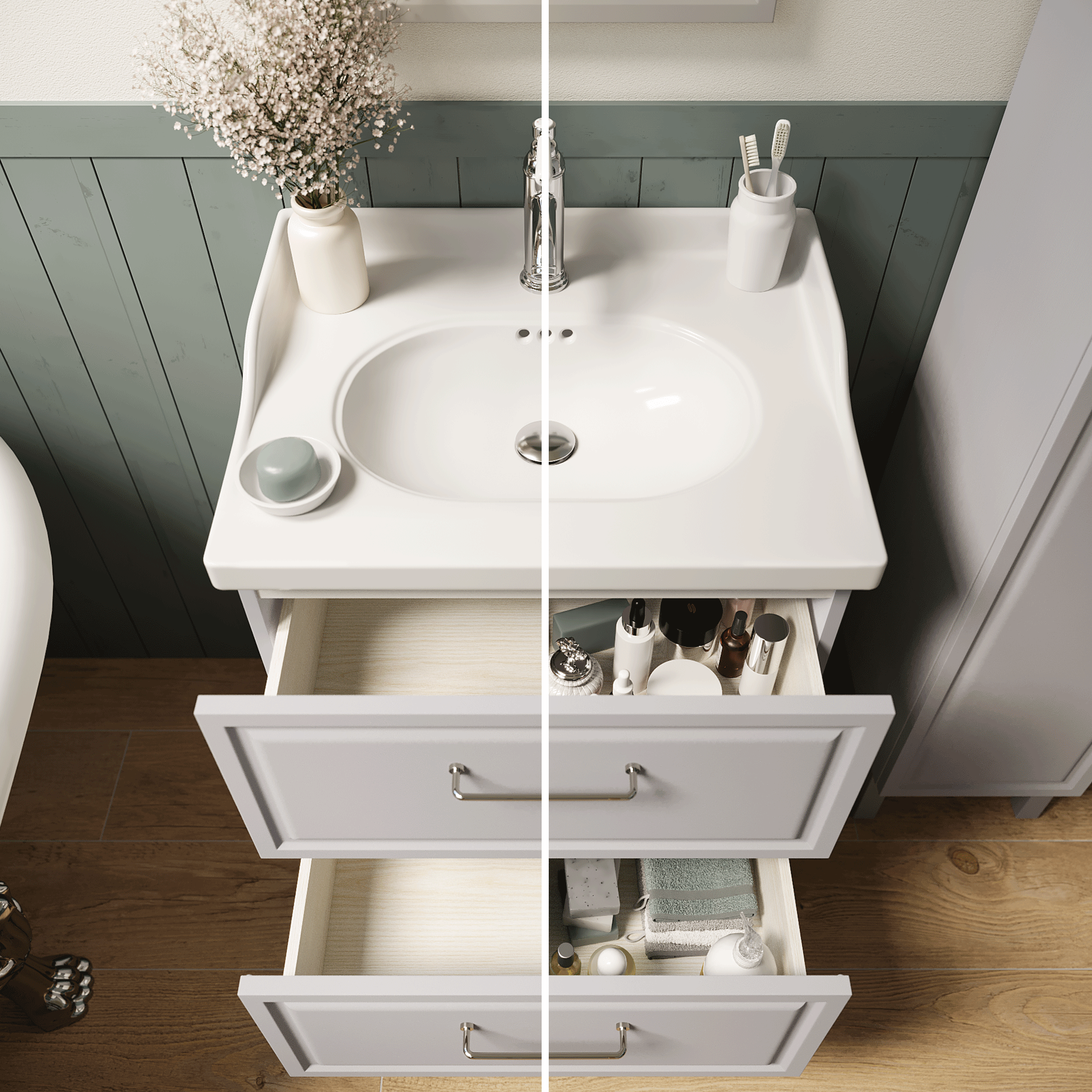 Lavabo a incasso rettangolare vasca centrale Charm L 61.8 x H 20 x P 49.7 cm in ceramica bianco satinato - 8