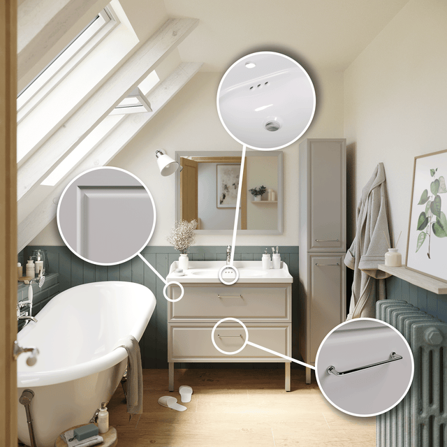 Mobile bagno da terra con lavabo L 90 x H 57 x P 48.1 cm grigio per vasca centrale Charm