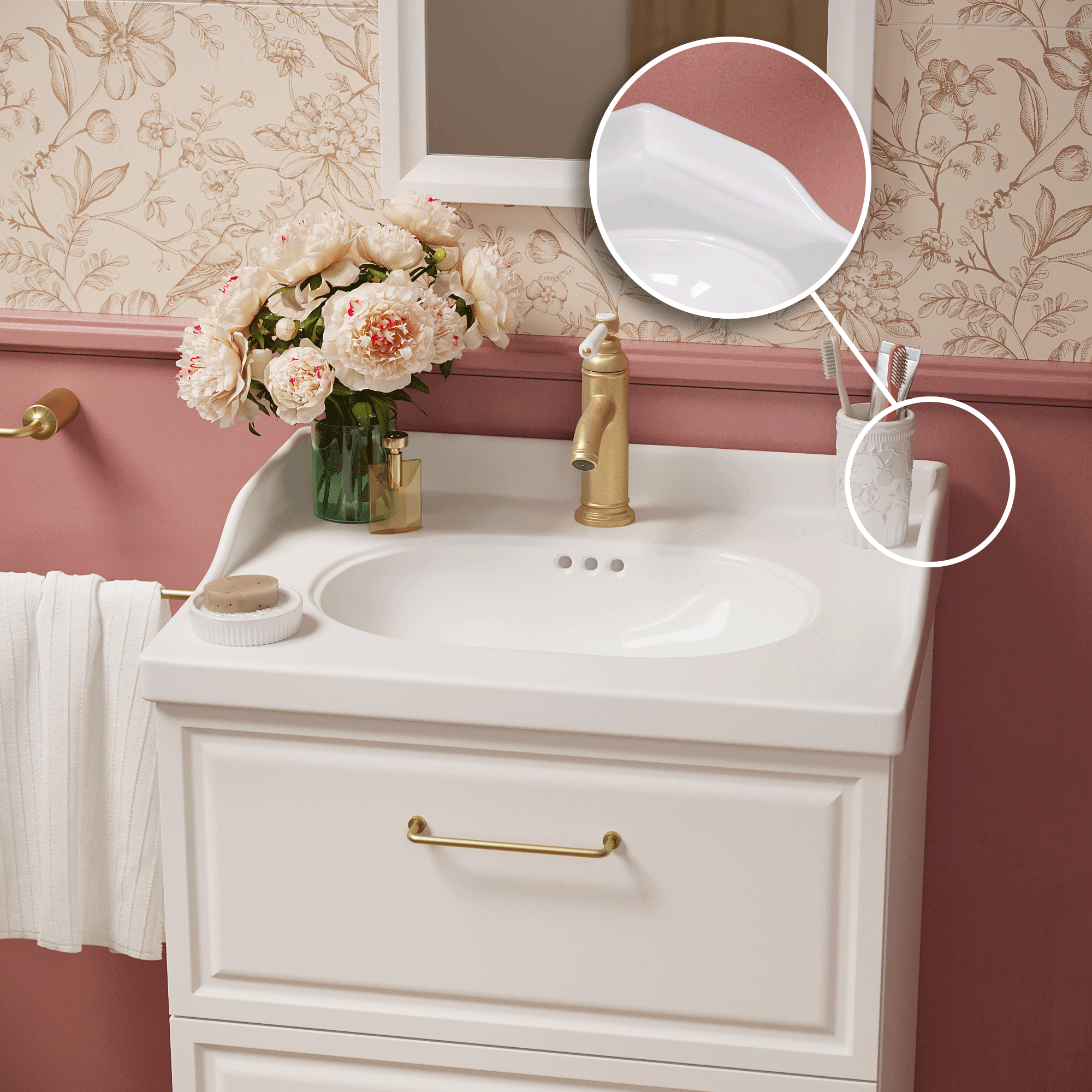 zoom du le rebord de la vasque charm avec le meuble charm de la marque sensea - 4