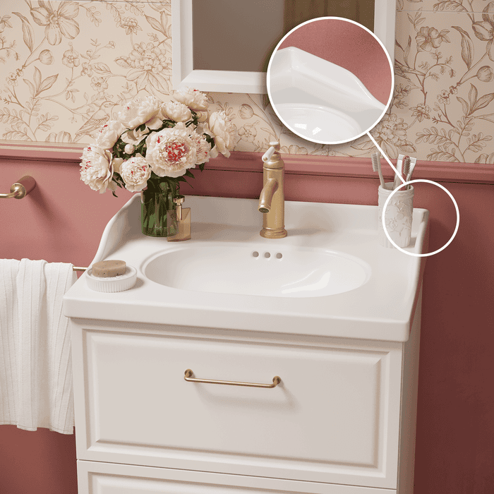 zoom du le rebord de la vasque charm avec le meuble charm de la marque sensea