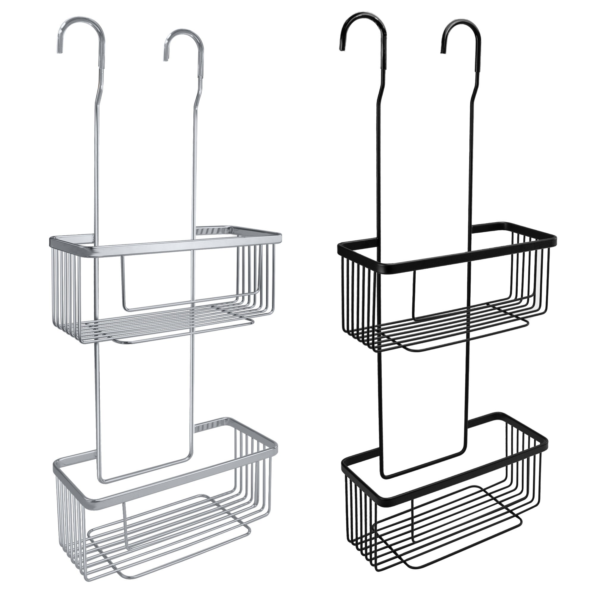 Cesto ducha Cesto ducha cromo acero inoxidable brillante con 2 alturas para colgar 26x11x66 cm - 6