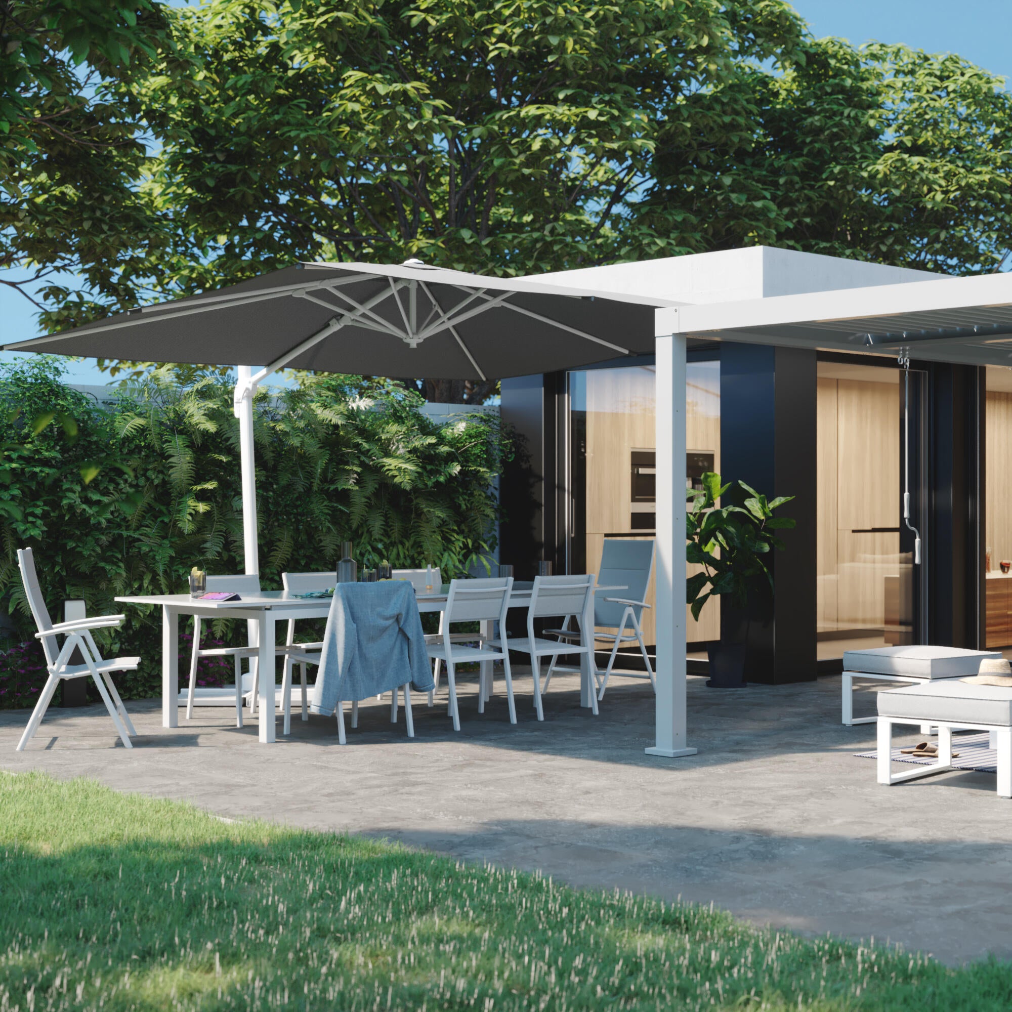 Silla de exterior de aluminio Naterial Orion Beta II con brazos blanca - 16