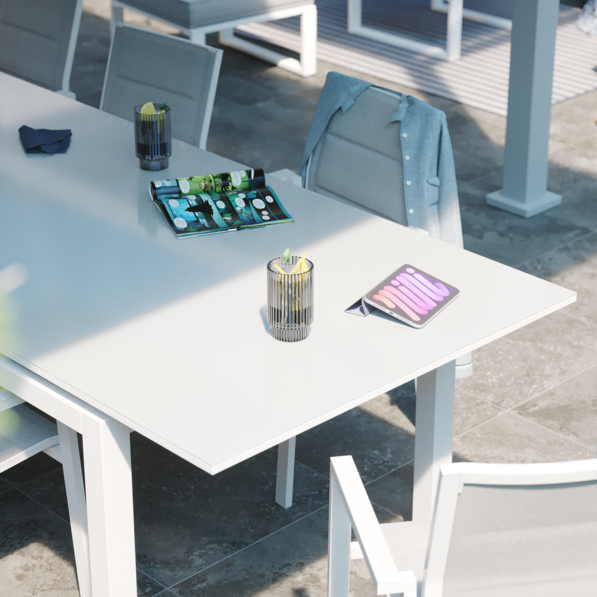 Table de jardin NATERIAL Odyssea rectangulaire blanc 12 personnes - 2