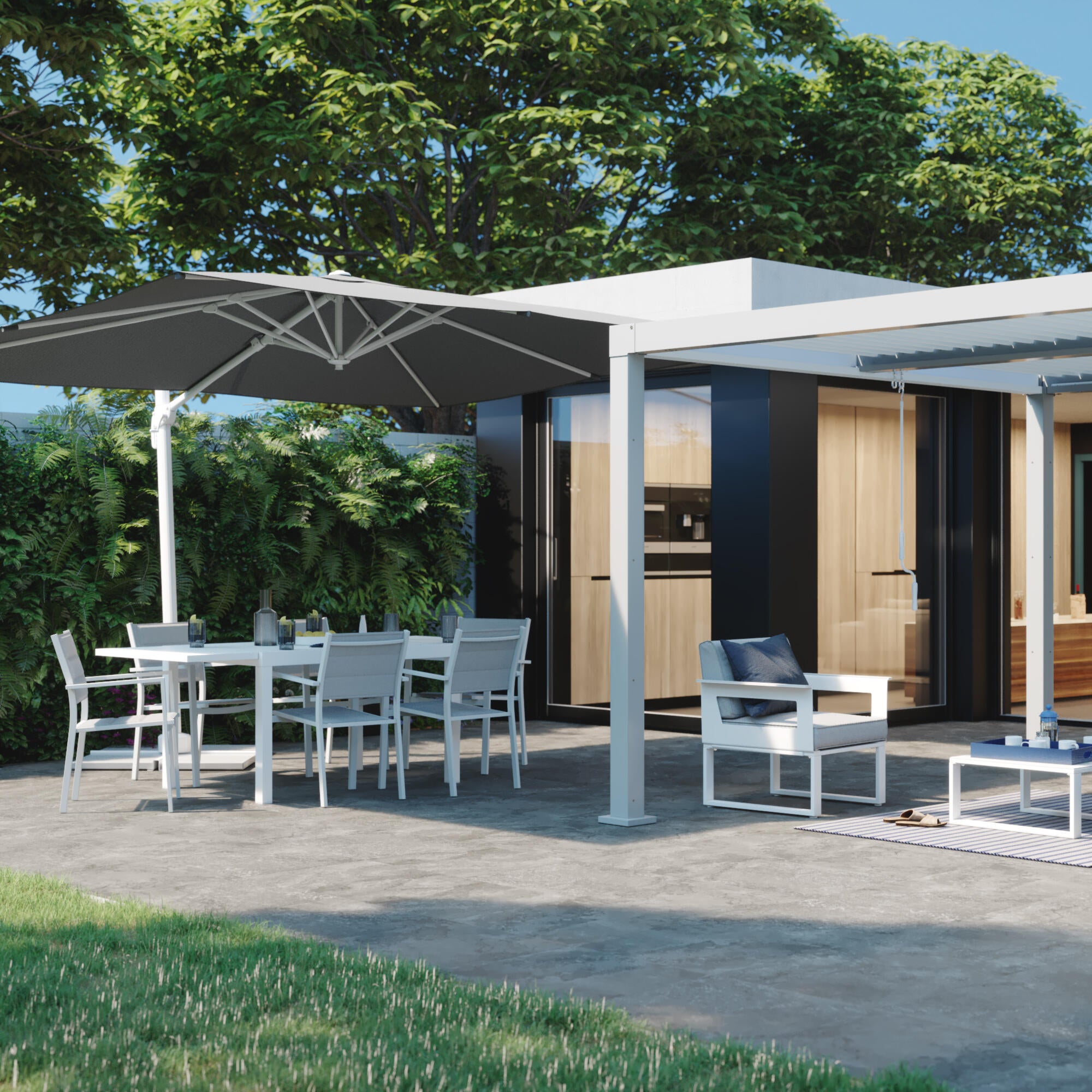 Silla de exterior de aluminio Naterial Orion Beta II con brazos blanca - 5