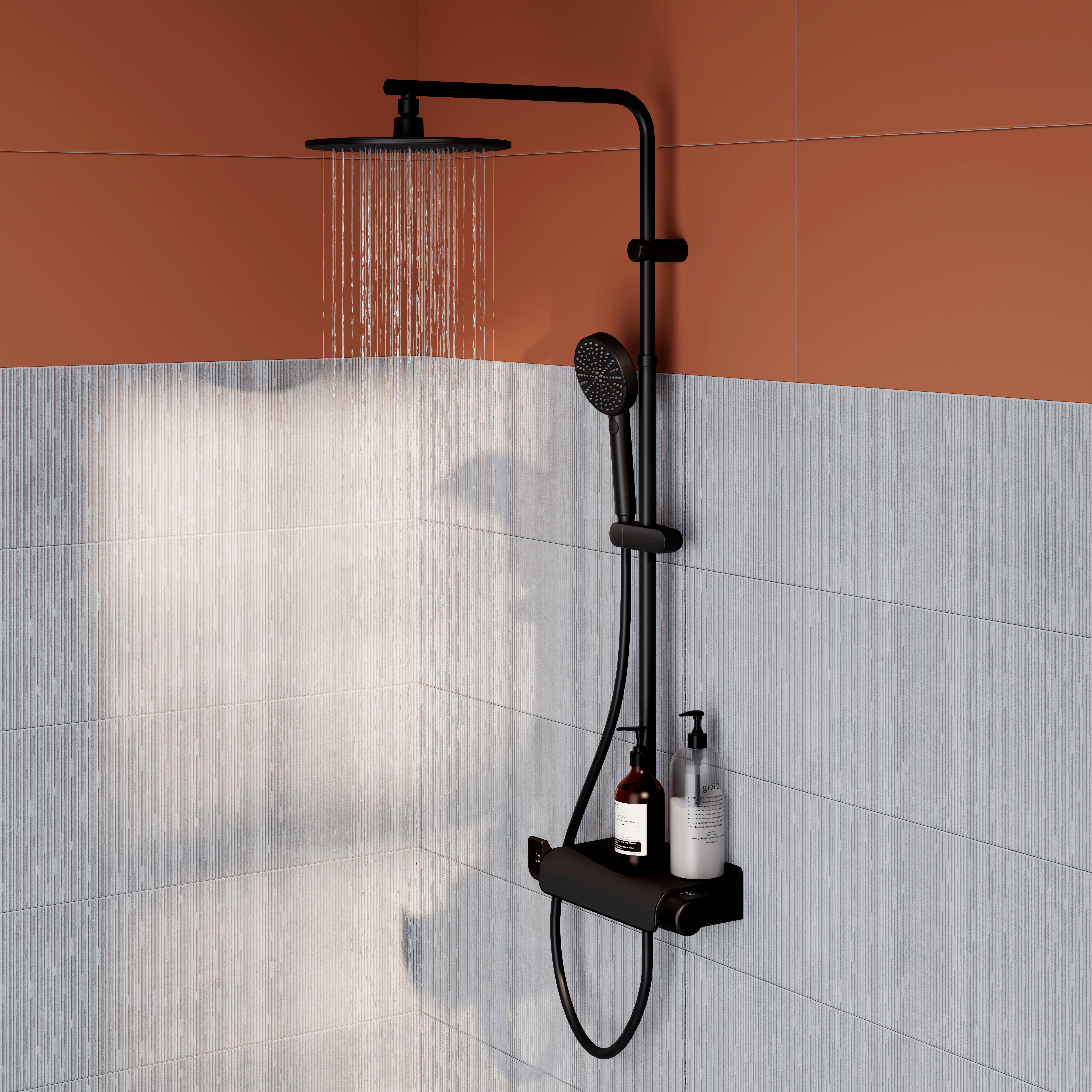 Conjunto de duche com torneira termostática preto sensea easy - 5
