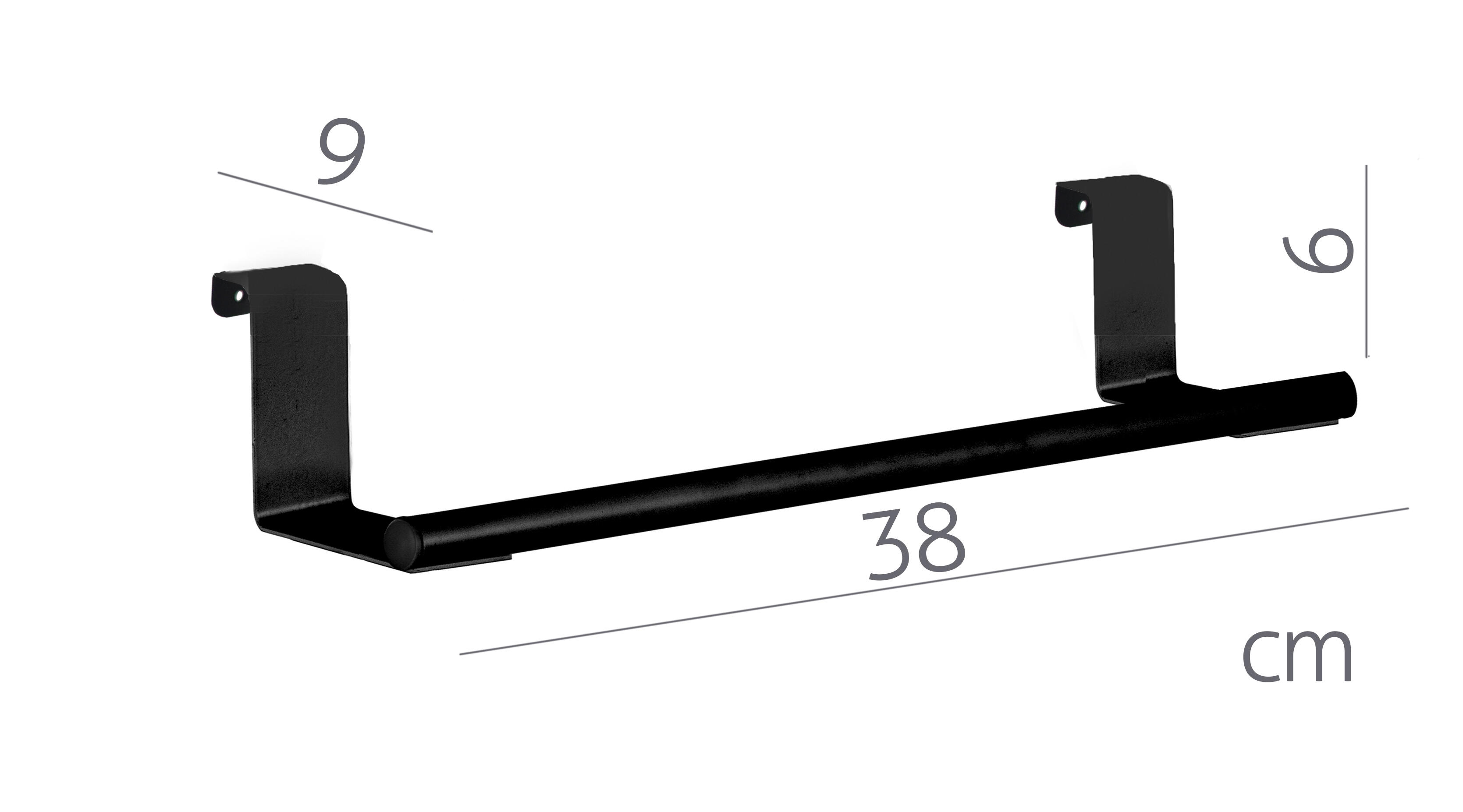 Toalheiro de barra 38X6CM PRETO MATE - 3
