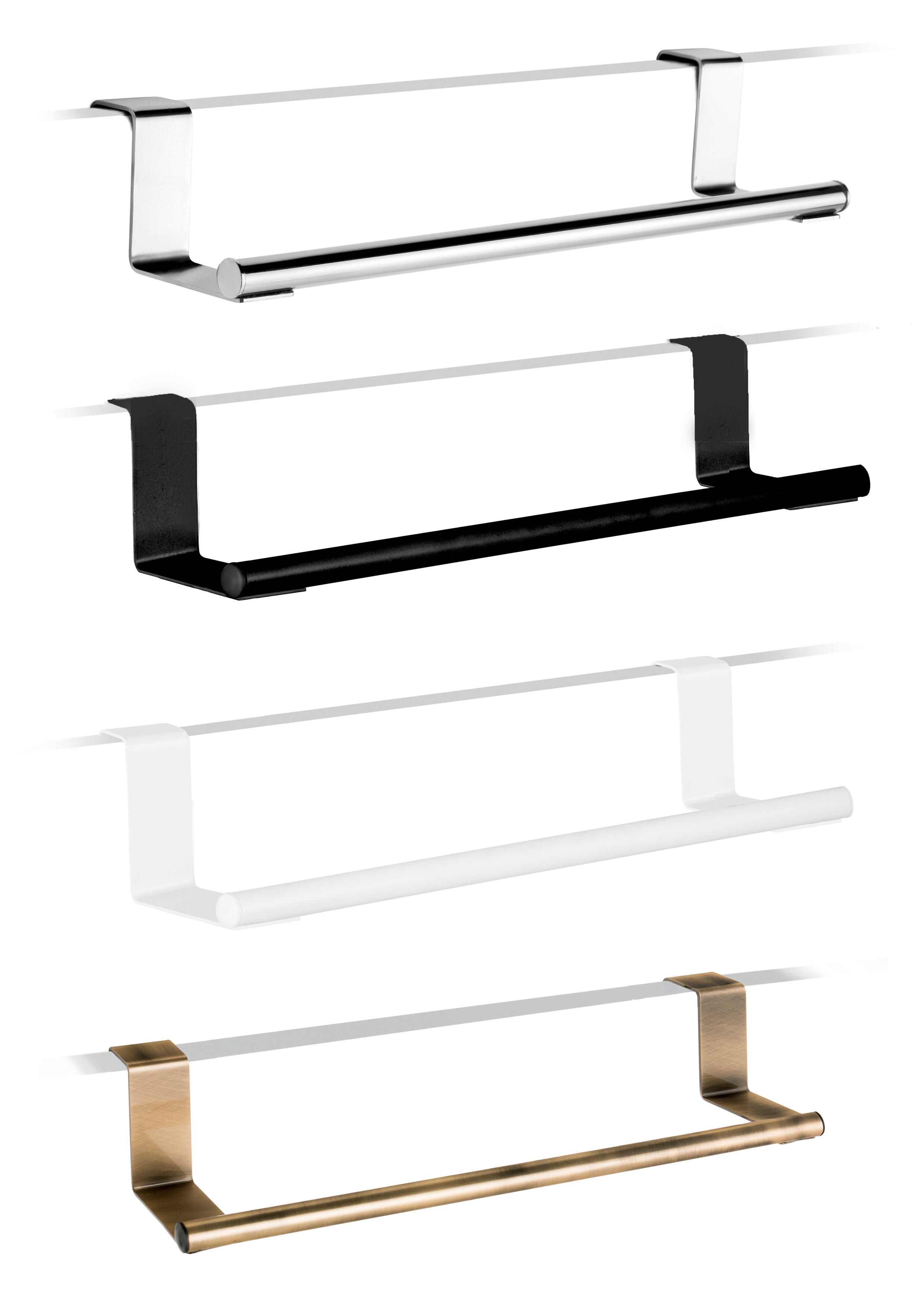 Toallero de barra para colgar negro cromo 38x6x9 cm - 4