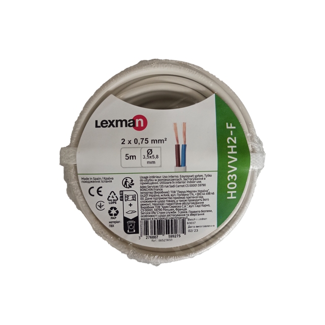 Cavo Elettrico Electraline H03VVH2-F - Sezione 2x0.75 Mm, 20 Metri - Bianco Per Elettrodomestici - Foto 13