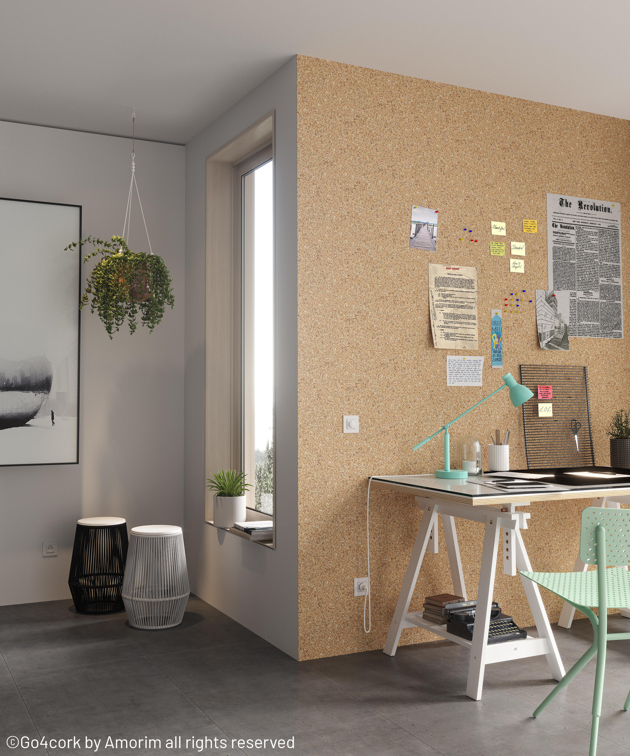 4 uds panel corcho Go4Cork Espesor: 4mm 0,5x0,5m R=0,1 Autoadhesivo ...